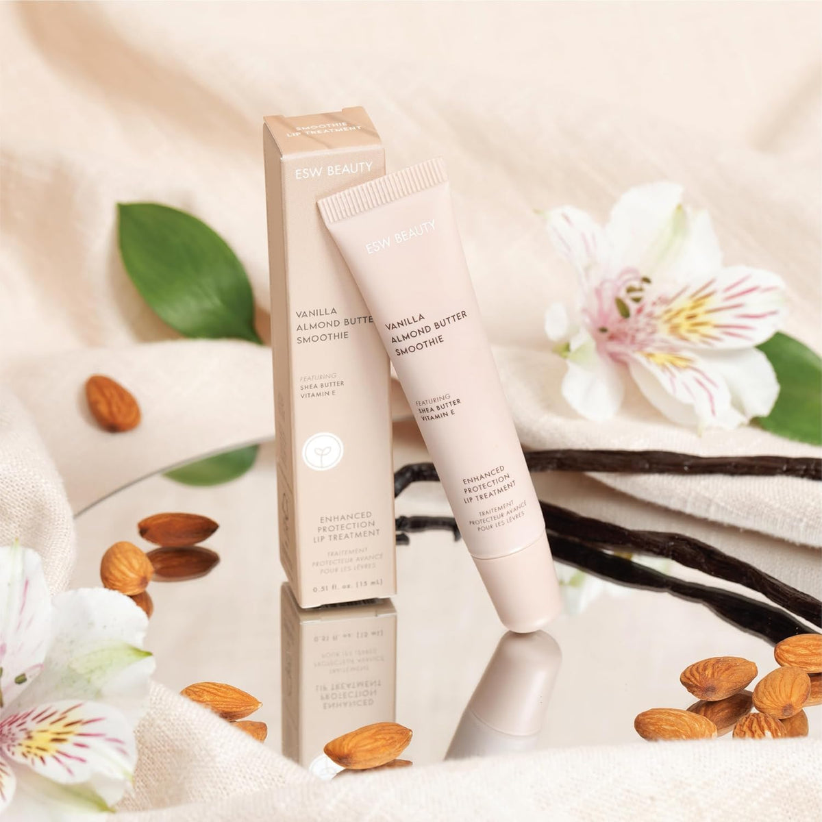 ESW Beauty Vanilla Almond Butter Lip Treatment - Light Caramel Brown Tint with Shea Butter, Vitamin