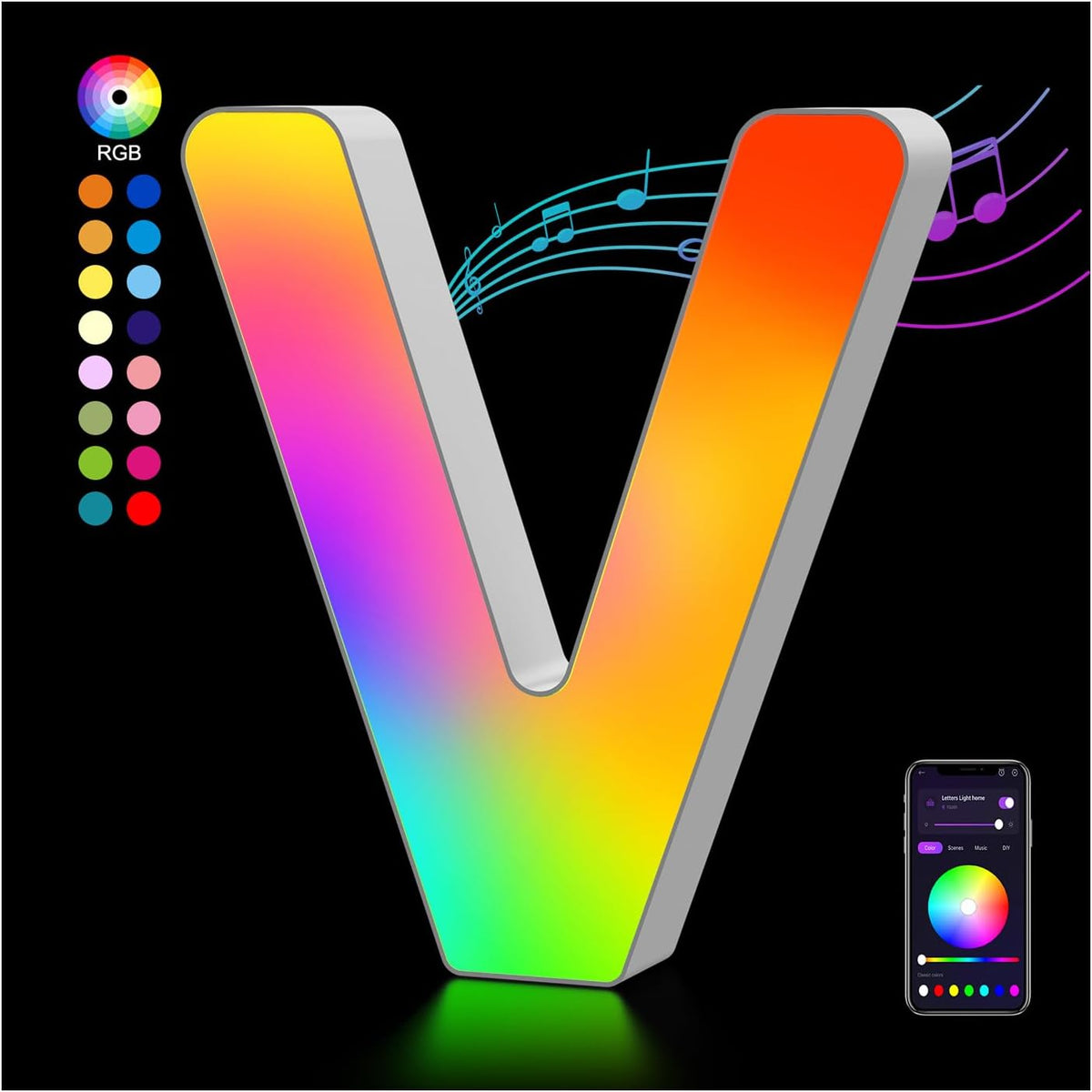 OJQ Light Up Letters LED Letter - Marquee Letters Room Decor Alphabet Letter Music Sync Color