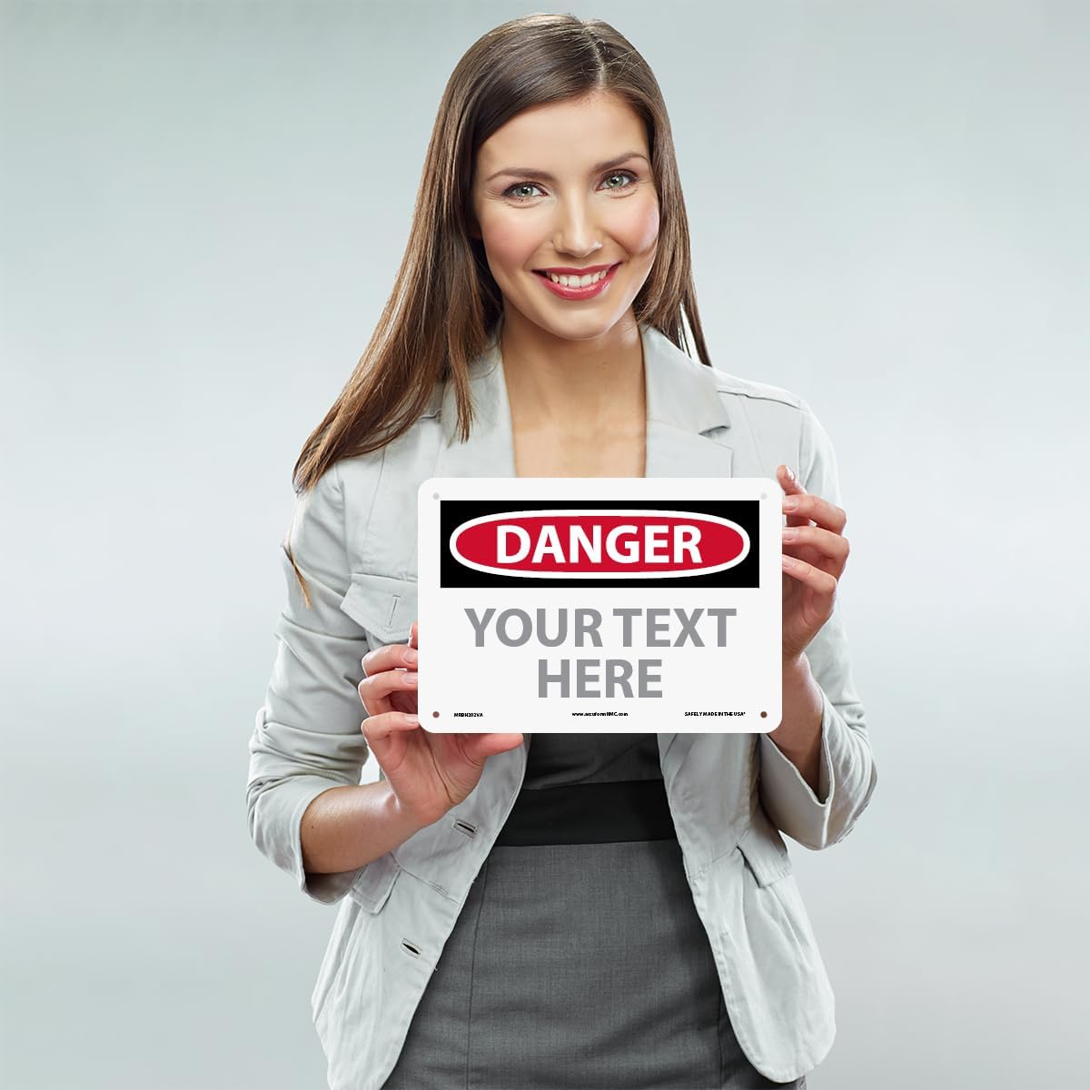 Custom OSHA Style Danger Sign 7" x 10" Aluminum Sign, Customizable "Your Text Here", by AccuformNMC