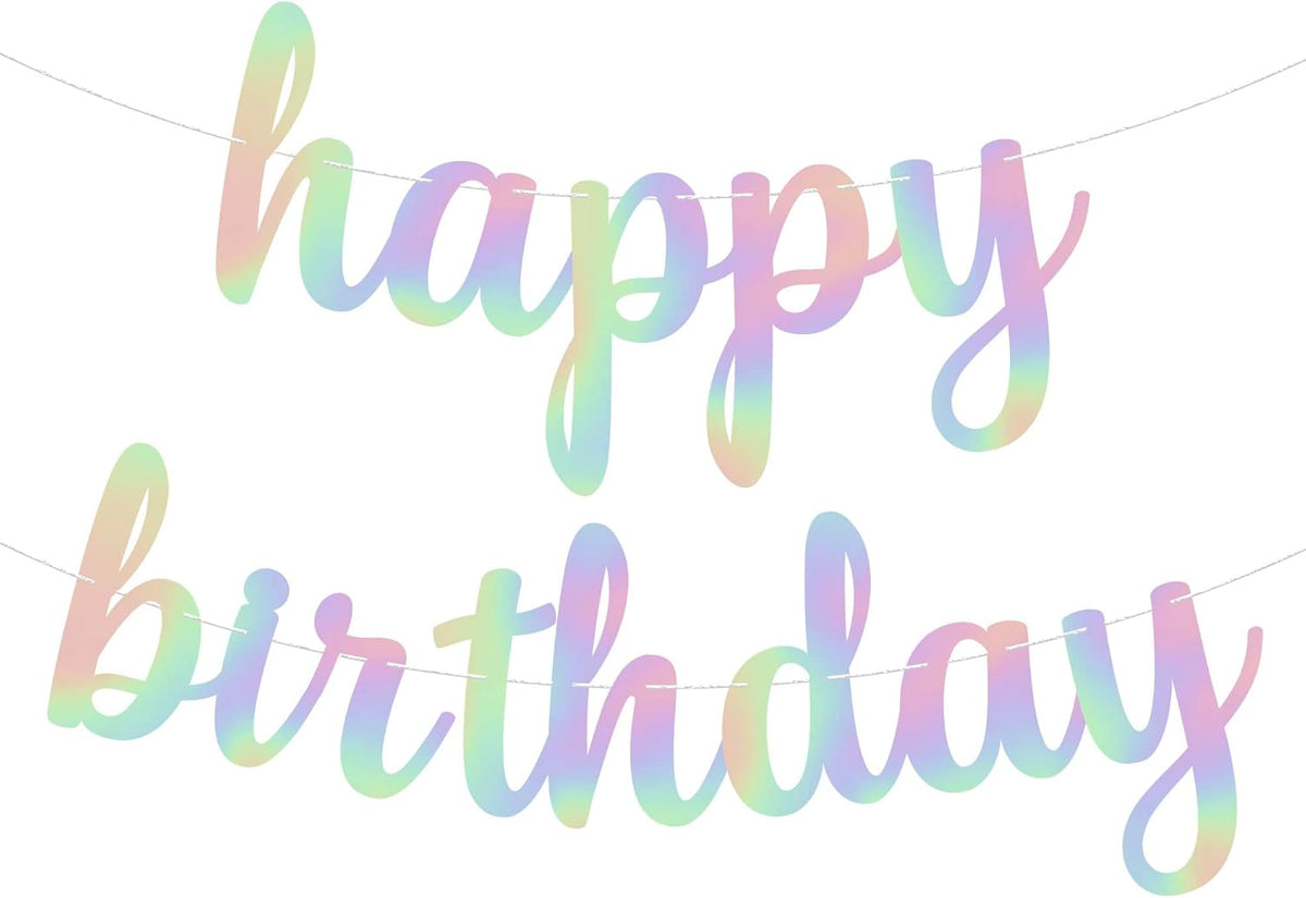 KatchOn, Pre-Strung Iridescent Happy Birthday Banner - 10 Feet | Iridescent happy Birthday Sign for
