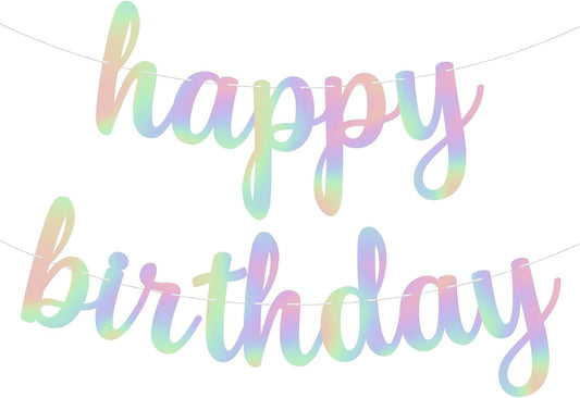 KatchOn, Pre-Strung Iridescent Happy Birthday Banner - 10 Feet | Iridescent happy Birthday Sign for