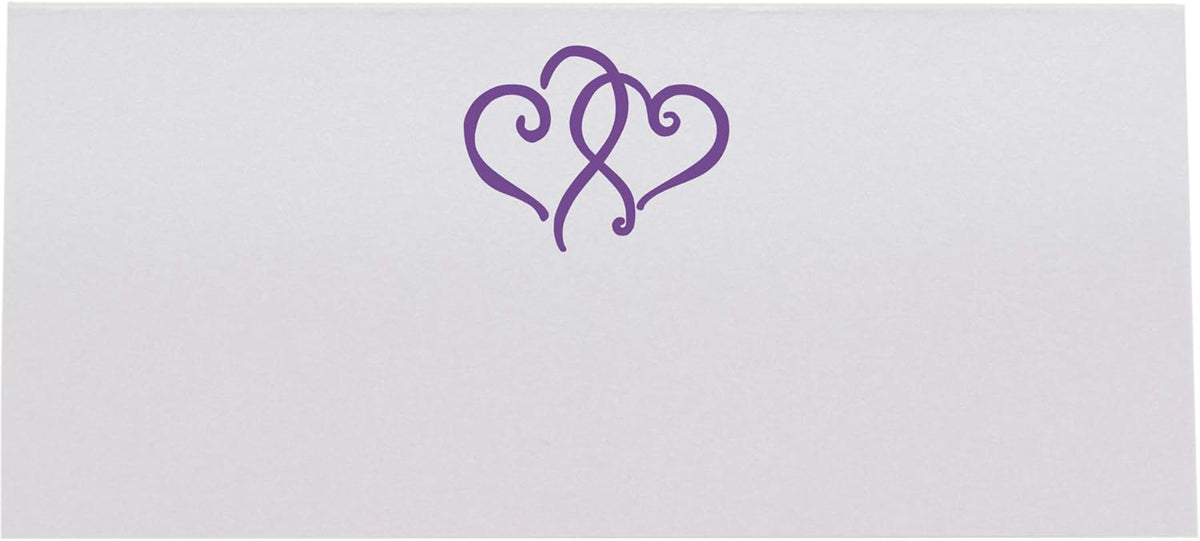 Linked Hearts Printable Place Cards, Purple (Choose Color), Set of 60 (10 Sheets), Laser & Inkjet