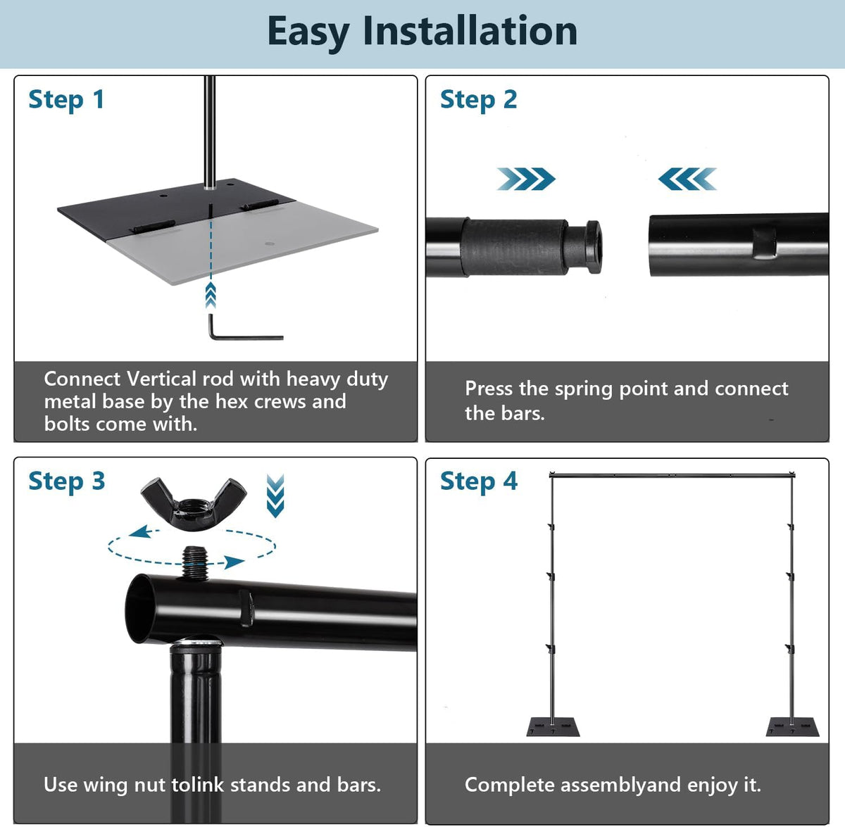 SLOW DOLPHIN Pipe and Drape Photography Backdrop Stand Kit Adjustable Photo Background Stand 10ft x