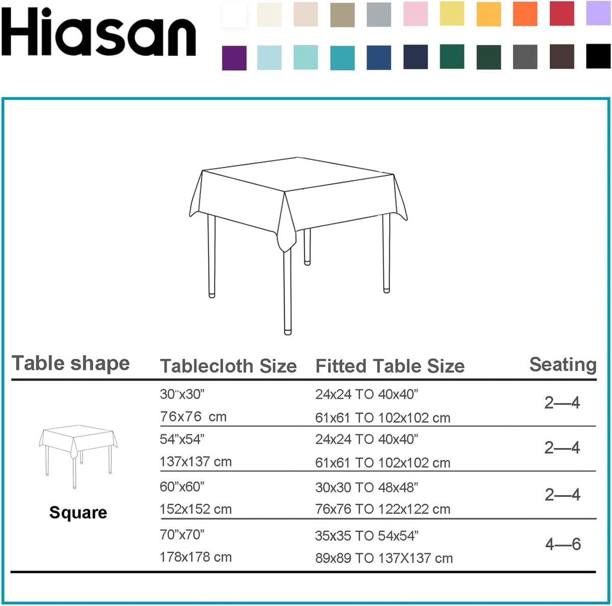 Hiasan Light Yellow Tablecloth Square - Waterproof and Wrinklr Resistant Washable Polyester Fabric