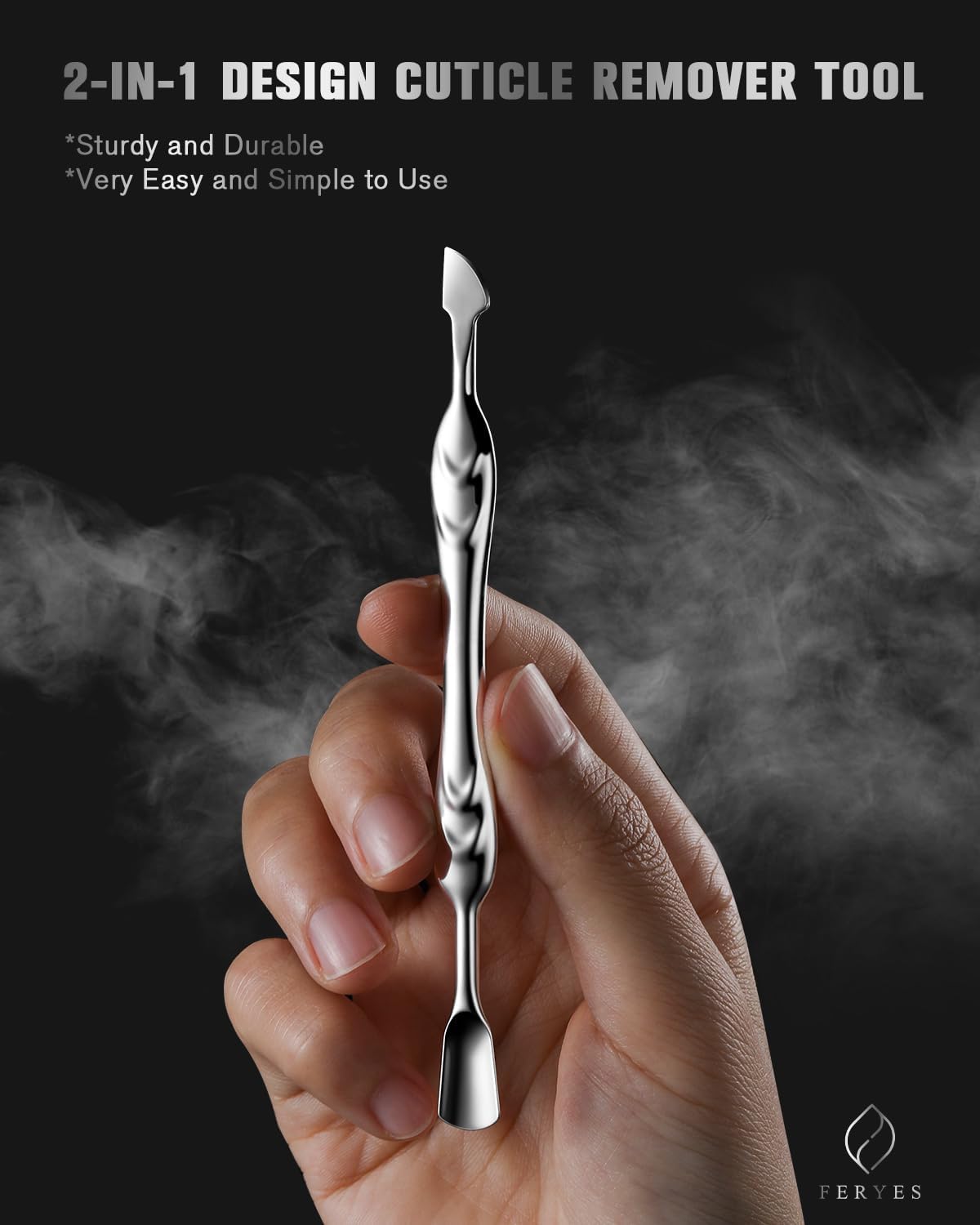 FERYES Elegant Dual-Purpose Cuticle Pusher & Gel Nail Polish Remover - Premium Stainless Steel