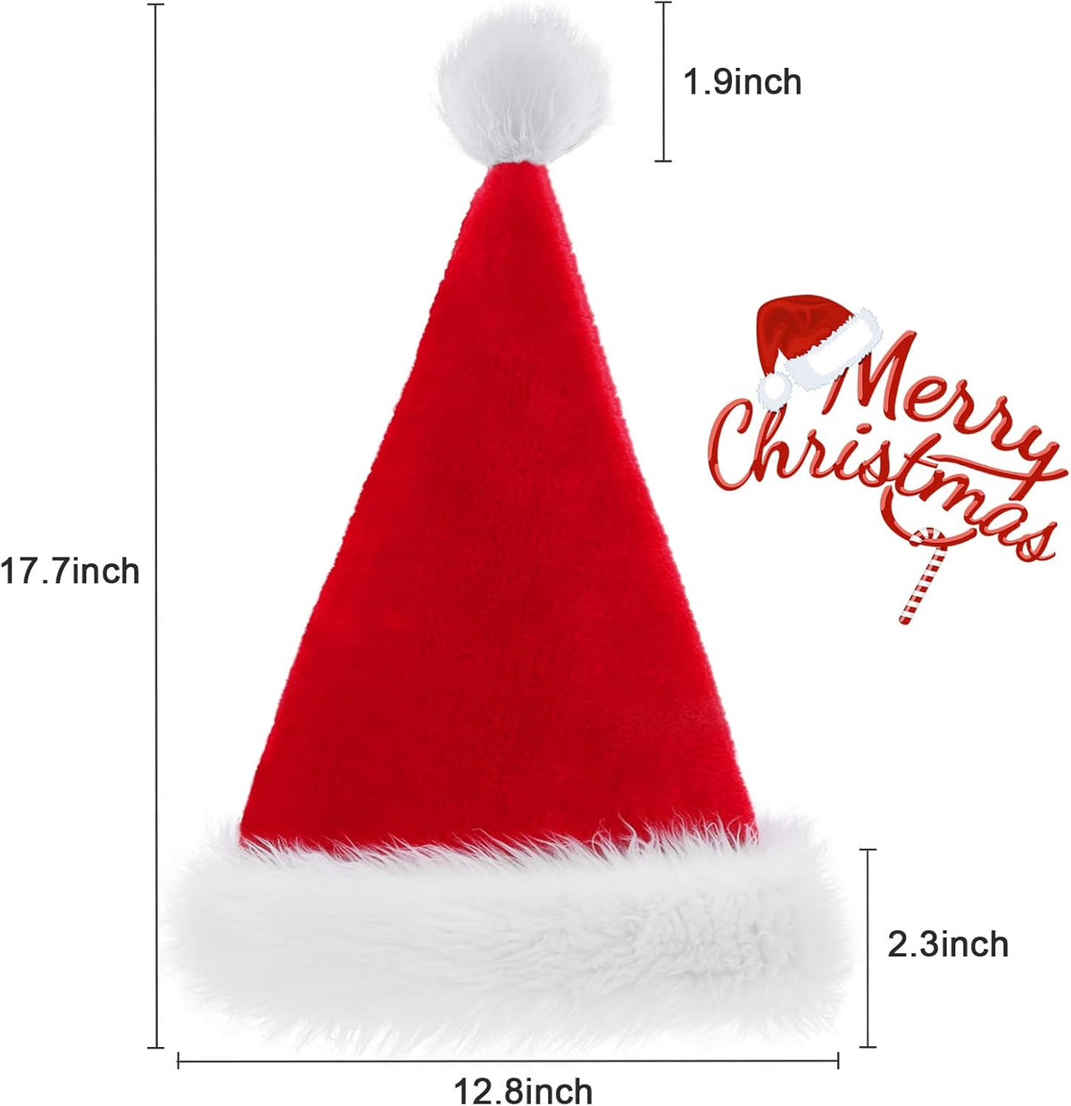 Santa Hat for Adults Christmas Hat Red Velvet Double-Layer Thickening Unisex Holiday Xmas Hats for