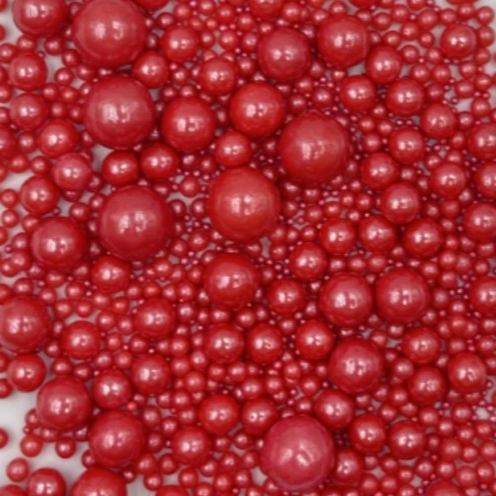 Edible Pearl Sugar Sprinkles Red Candy Mixing Size Baking Edible Cake Decorations Cupcake Toppers