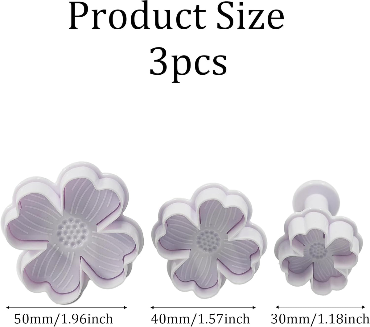 pson 3Pcs Plunger Cookie Cutter Set, Mini Plastic Biscuit Molds for Cake Decorating, Baking
