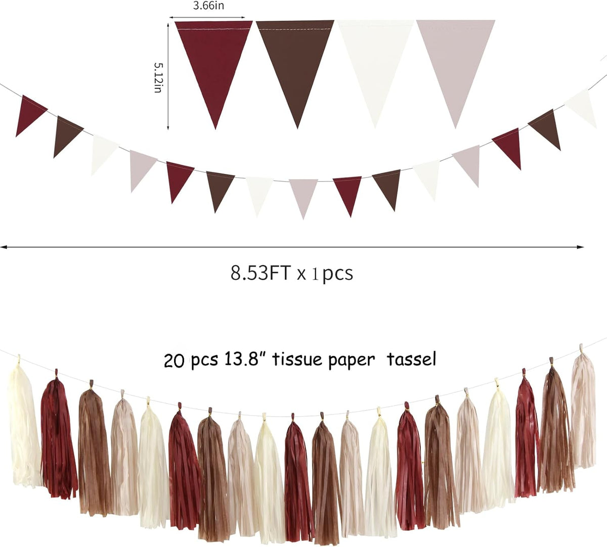 Brown Burgundy Champagne-Gold Party-Decorations - 30pcs Rustic Boho Wedding Tissue Pom-Poms