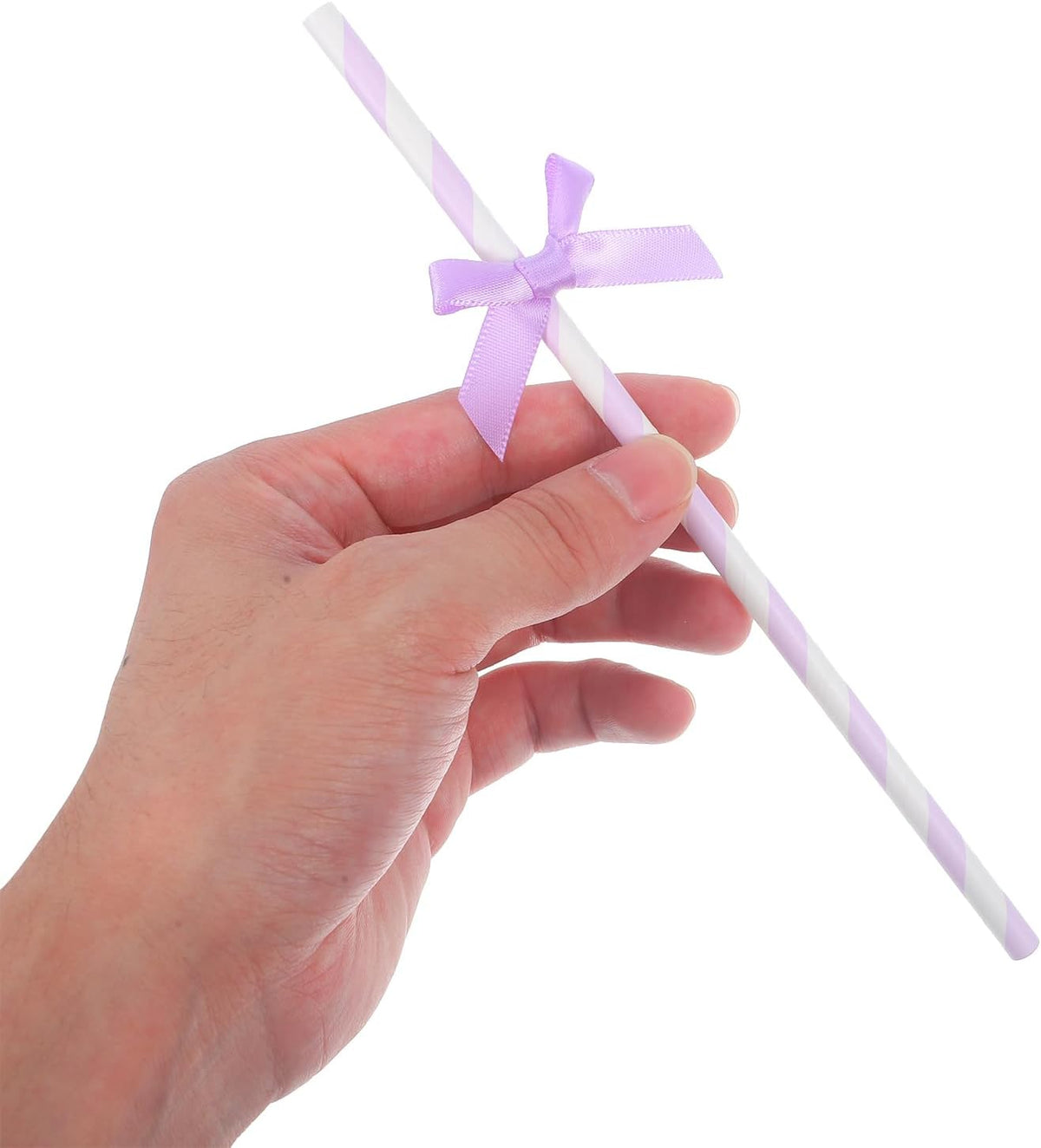 60Pcs Purple Paper Straws with Bow Tie Decorations, Disposable Drinking Straws for Birthday