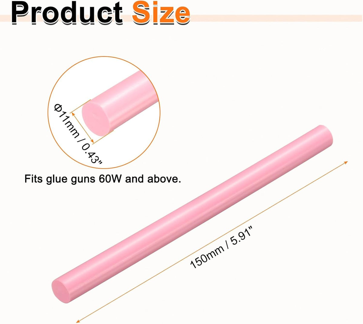 HARFINGTON 10pcs Hot Glue Sticks 0.43" Dia x 5.91" Long EVA Mini Hot Melt Adhesive Glue Stick for