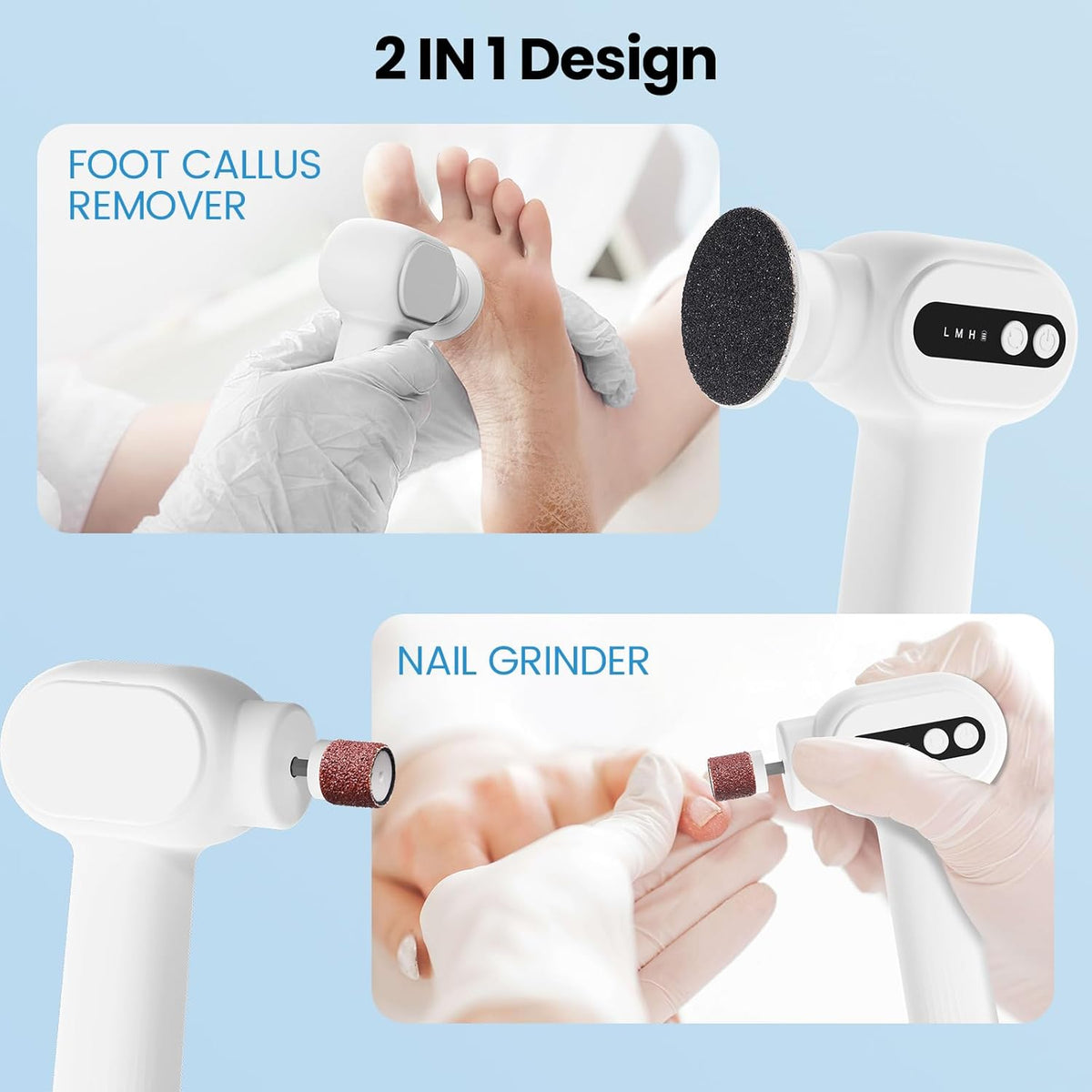 Electric Callus Remover for Feet, 2 in 1 Electric Foot File Grinder, Rechargeable Cordless Foot