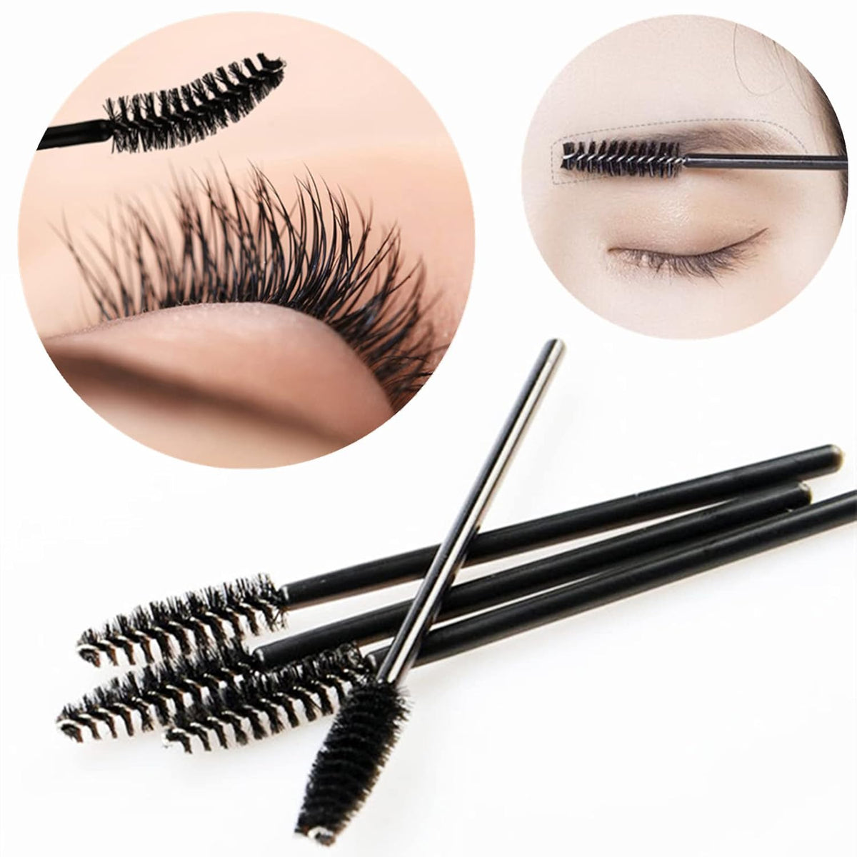 BTYMS 100 Pcs Disposable Eyelash Spoolies Brush Mascara Applicator Lash Wand Lashes Brush Eyebrow