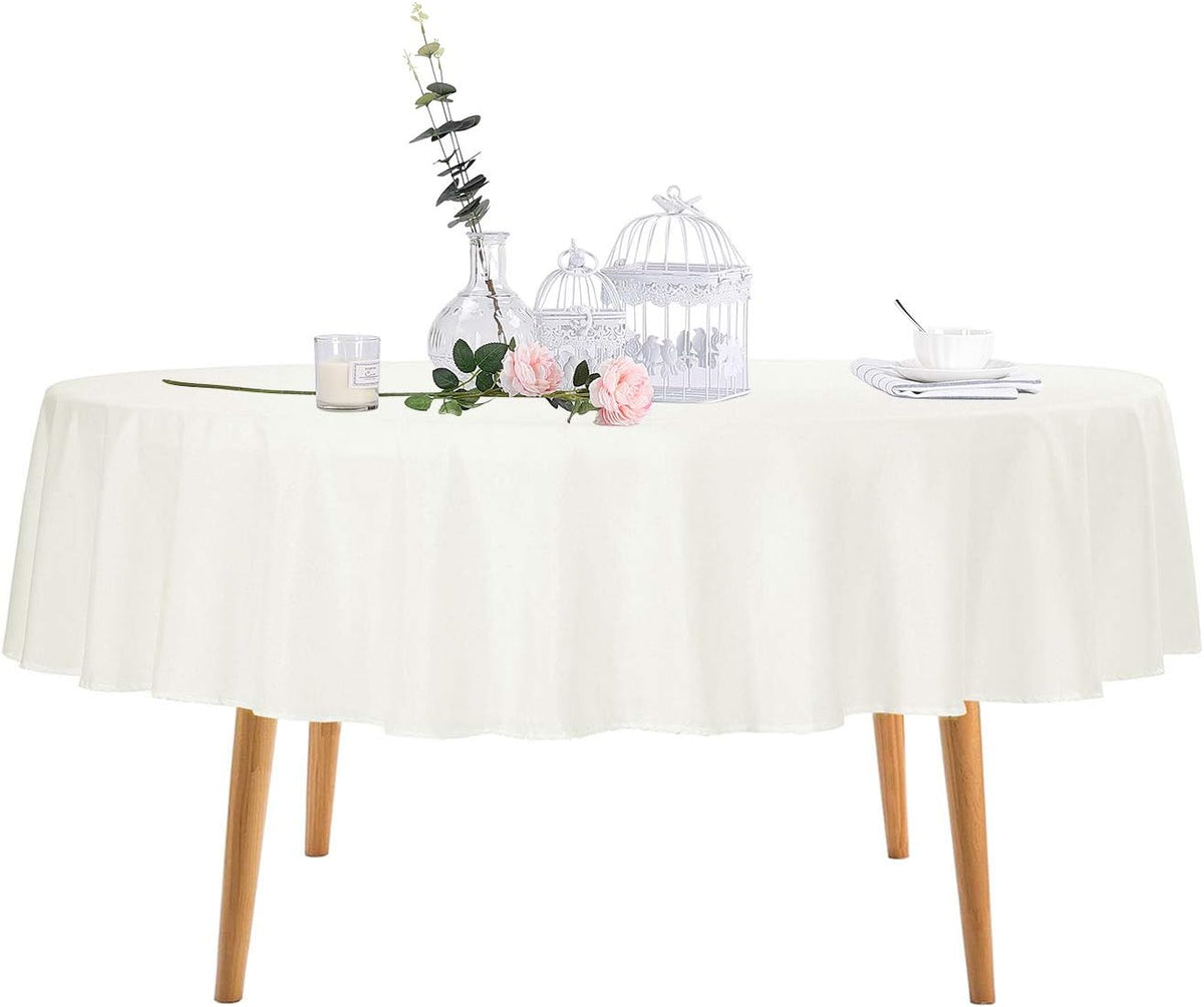 Ascoza 2pack 60 Inch Ivory Rectangular Tablecloth in Polyester Fabric for