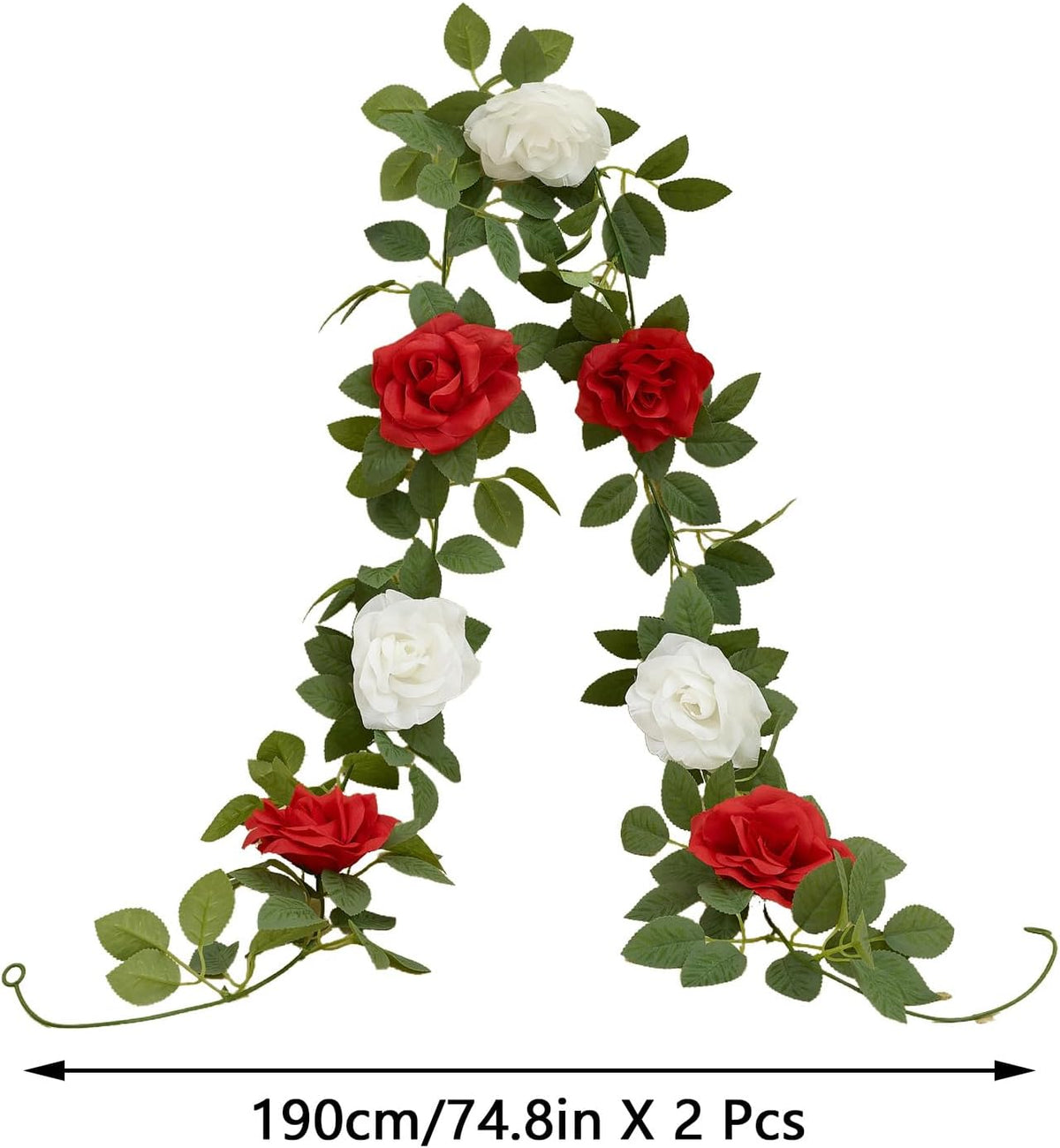 Artificial Rose Garlands Red Rose Vines Leaves Banners Hanging Floral Garland Fake Rose Flower Vine