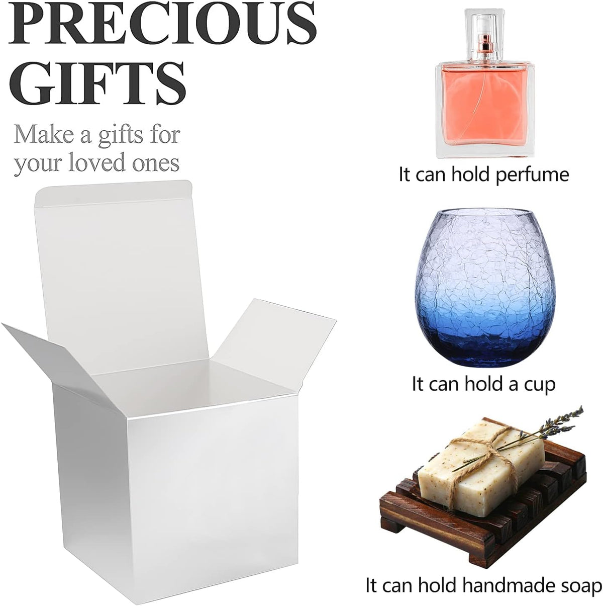 COTOPHER Small Gift Boxes 25 Pack 5x5x5 inches Silver Gift Boxes with Lids for Gifts, Crafting