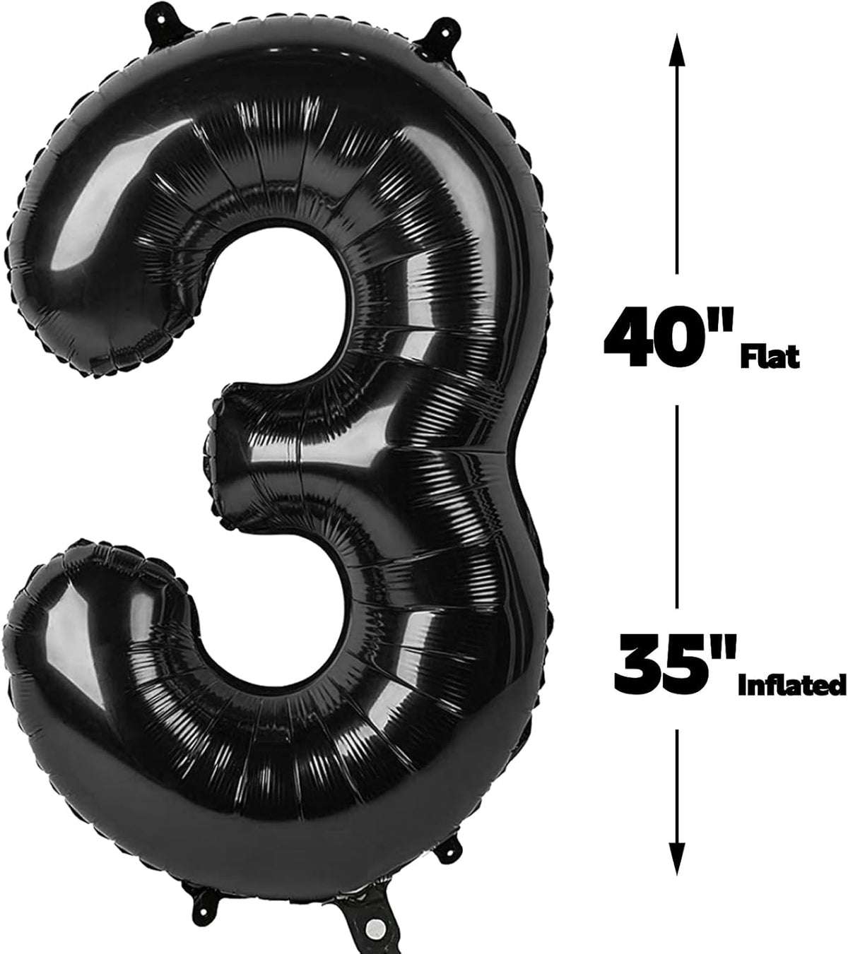40 Inch Black 3 Large Number Balloon, 3 13 23 30 33 36 38 Black Birthday Party Decorations, Numbers
