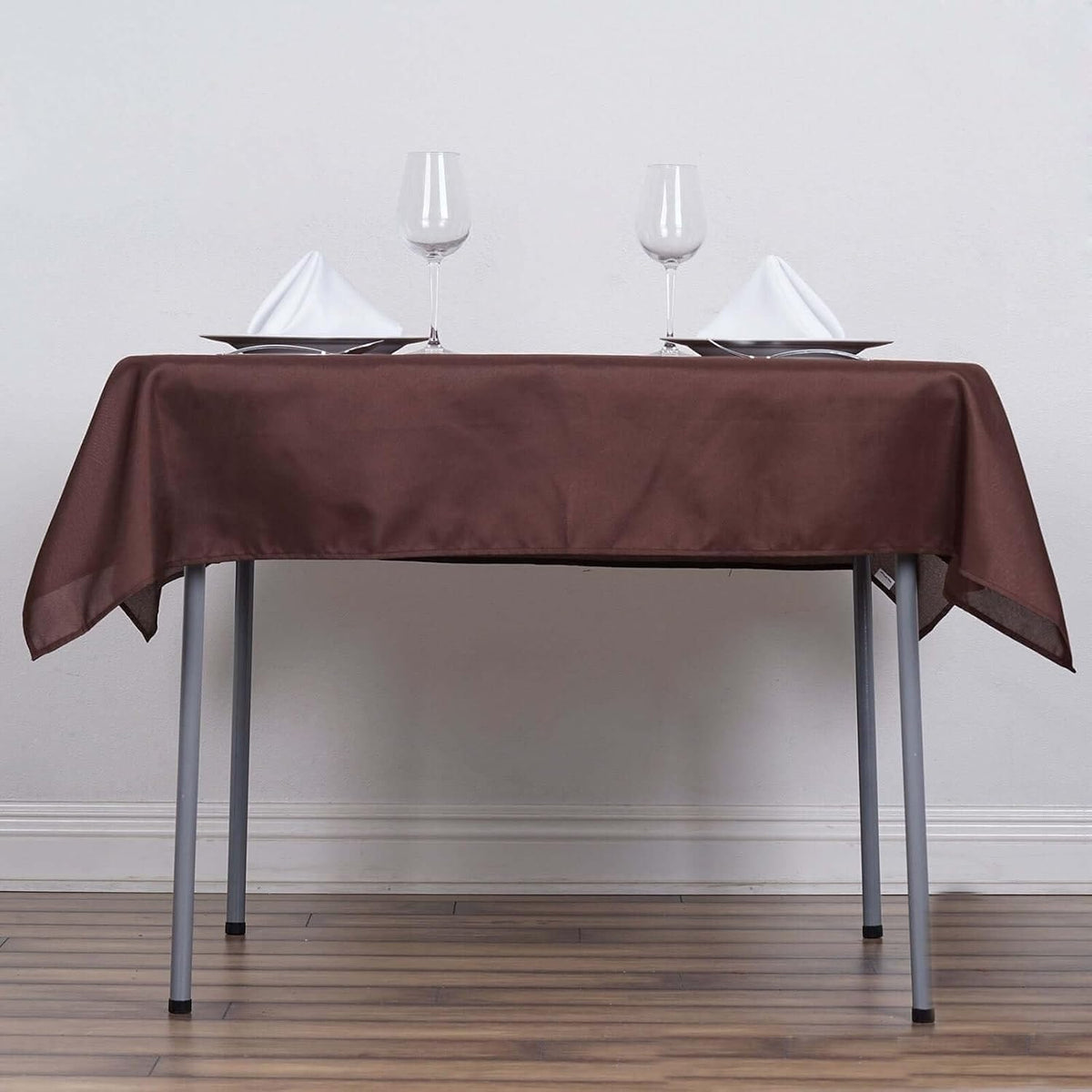 Efavormart 54x54 Chocolate Wholesale Linens Seamless Polyester Square Linen Tablecloth for Wedding