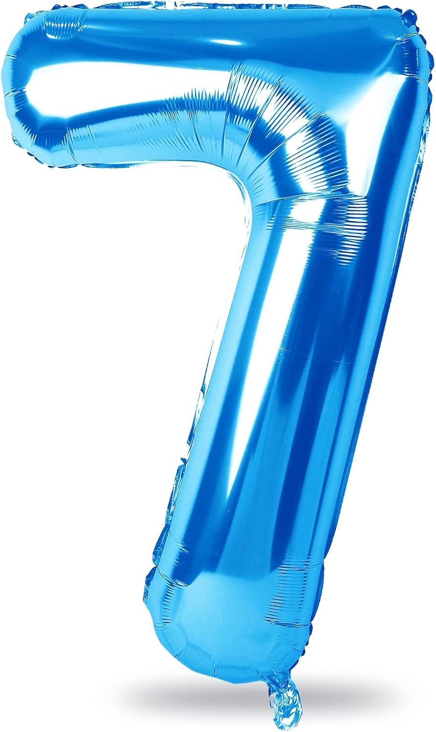 40" Blue Number 7 Balloon for Boys, Large Self Inflating Foil Number Balloons Set 0-9, Digital