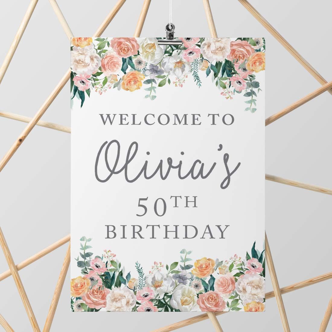 Andaz Press Personalized Extra Large Birthday Easel Board Party Sign, 12x18-inch, Peach Coral