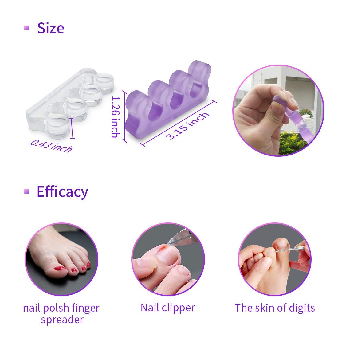 SUNFATT Toe Separators for Pedicure,Toe Spacer,Toe Separators use for Separation of Toenails or