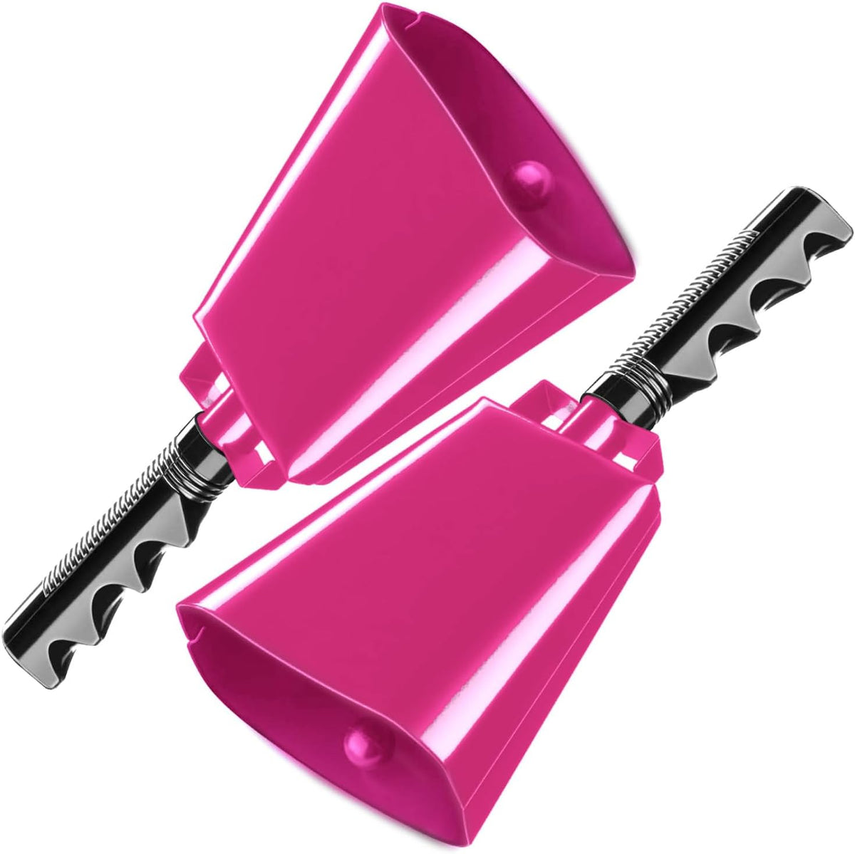 Deke Home - 2 Pack 10 Inch Steel Cowbells with Handle, Loud Noise Makers for Football, Sports
