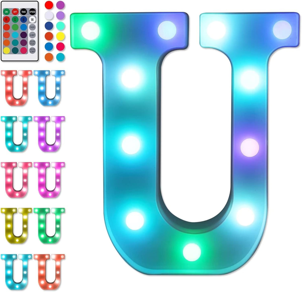 Foaky Colorful LED Letter Lights with Remote,Marquee Light Up Letters Sign for Night Light