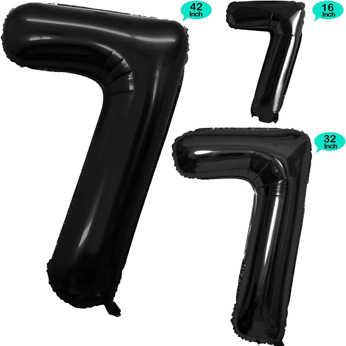 GOER Black Foil Balloons Number 7,Huge Number Balloons for 7th Birthday Party Supplies Anniversary