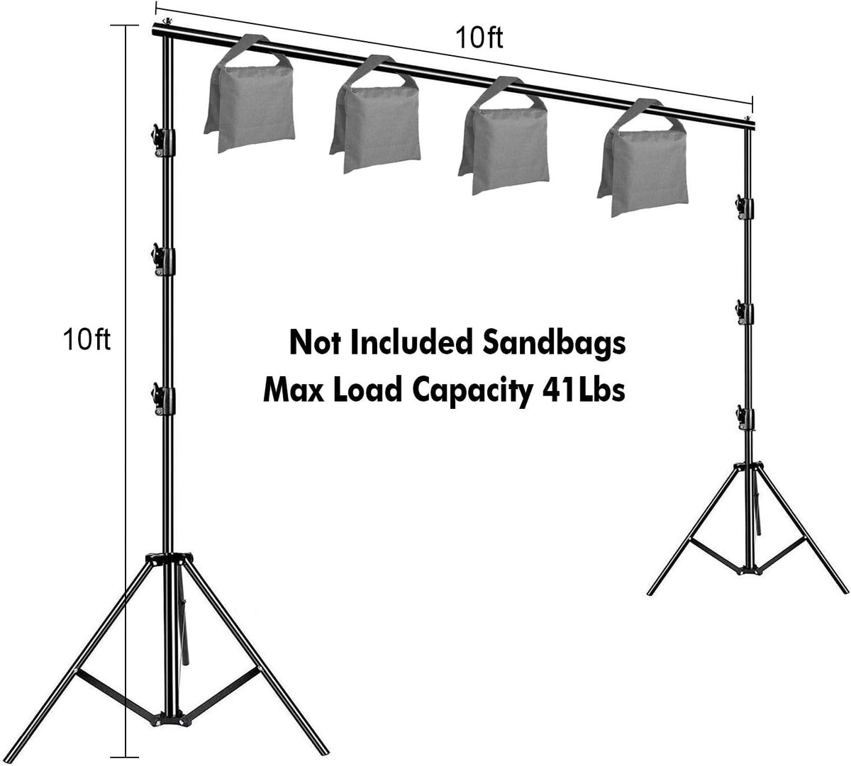 SLOW DOLPHIN 10 x 10Ft Photo Video Studio Heavy Duty Adjustable Muslin Backdrop Stand Background