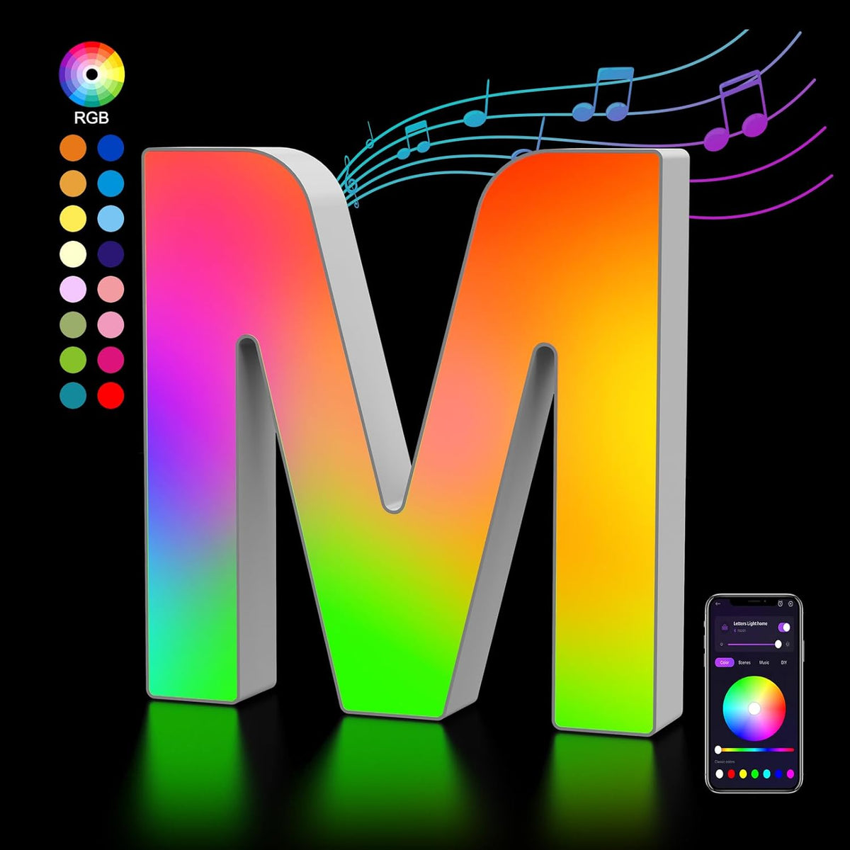 OJQ Light Up Letters LED Letter - Marquee Letters Room Decor Alphabet Letter Music Sync Color