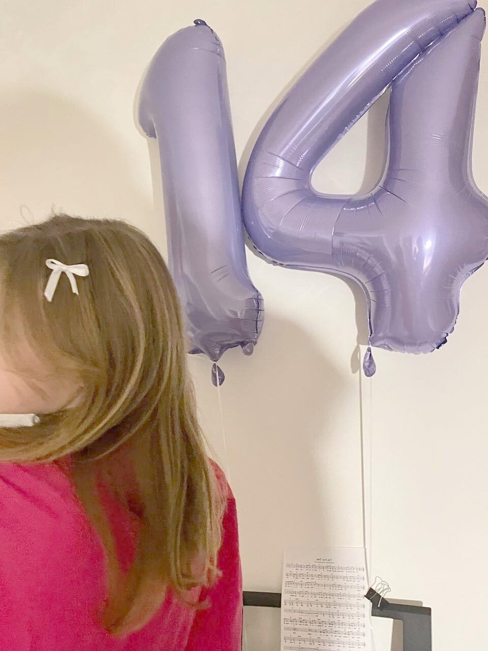 40 Inch Lilac Large Number 4 Birthday Balloon, Giant Number Four 14 24 34 40 44 Balloons, Lavender