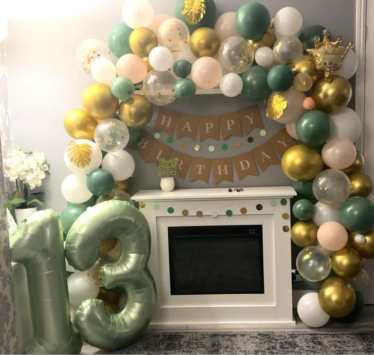 40 Inch Sage Green 3 Large Number Balloon, 3 13 23 30 33 36 Oliver Green Birthday Party