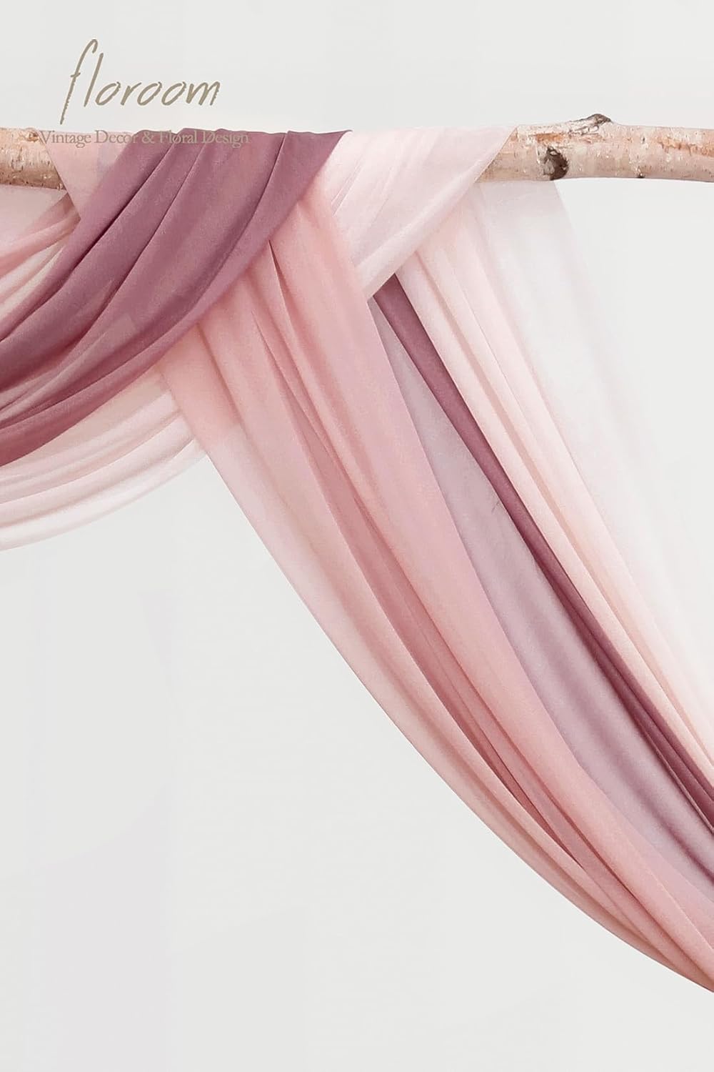 Floroom Wedding Arch Draping Fabric 3 Panels 20Ft Chiffon Fabric Drapes Arbor Drapery Wedding
