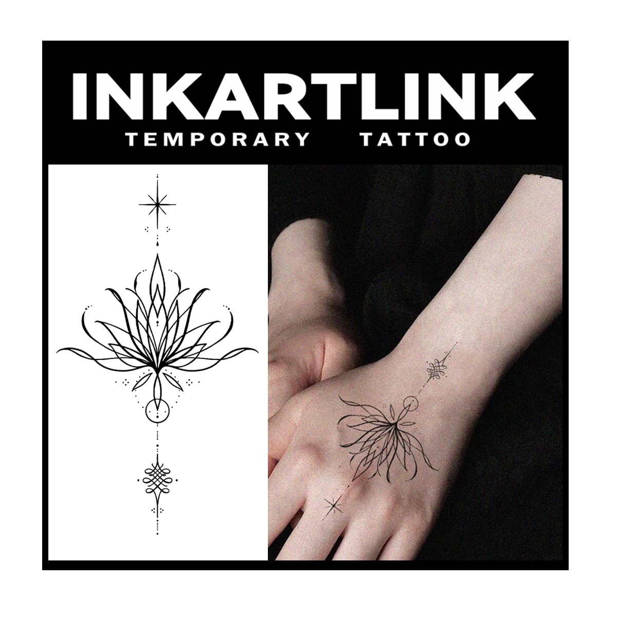 INKARTLINK Tattoo Tech, 2 Sheets Large Semi Permanent Tattoo, Adult Art Design Temporary Tattoos