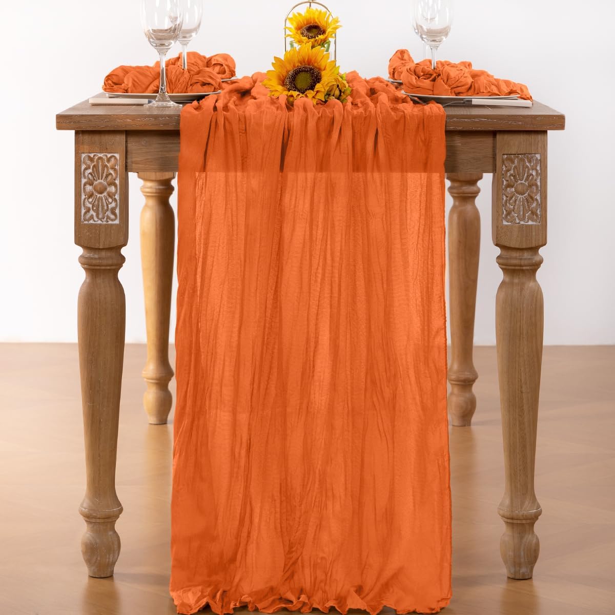 Orange Cheesecloth Table Runner 6 Pack Halloween Orange Table Runners Boho Gauze 120 Inches Cheese