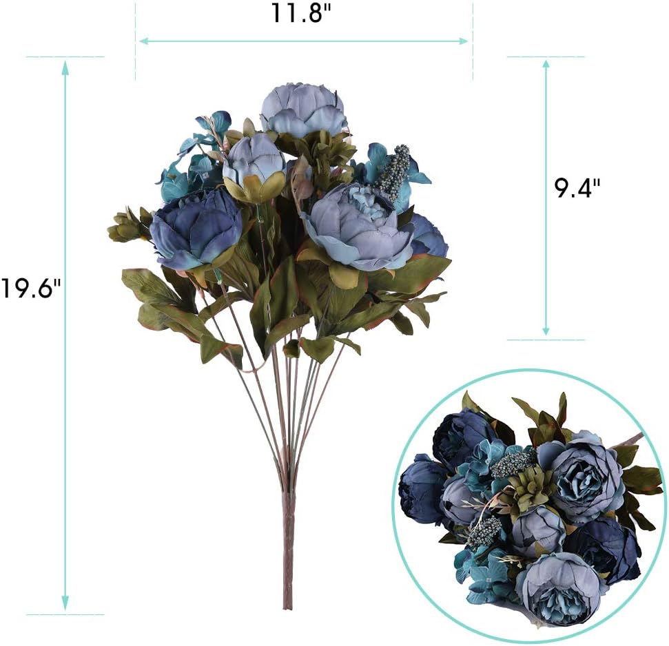 Kimura's Cabin Fake Peonies 2Bouquets Faux Silk Flower Vintage Artificial Peony Face Flowers