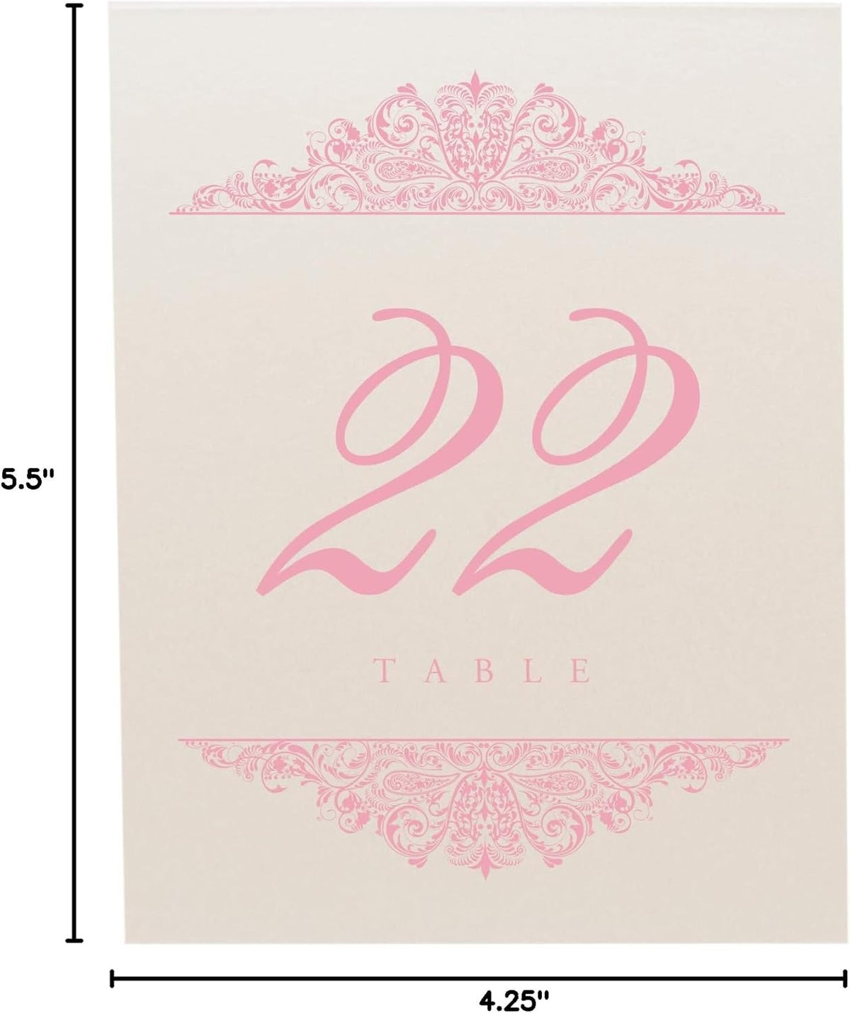 Paisley Wedding Table Numbers (Select Color/Quantity), Champagne, Pink, 1-20, Double Sided, Tent or