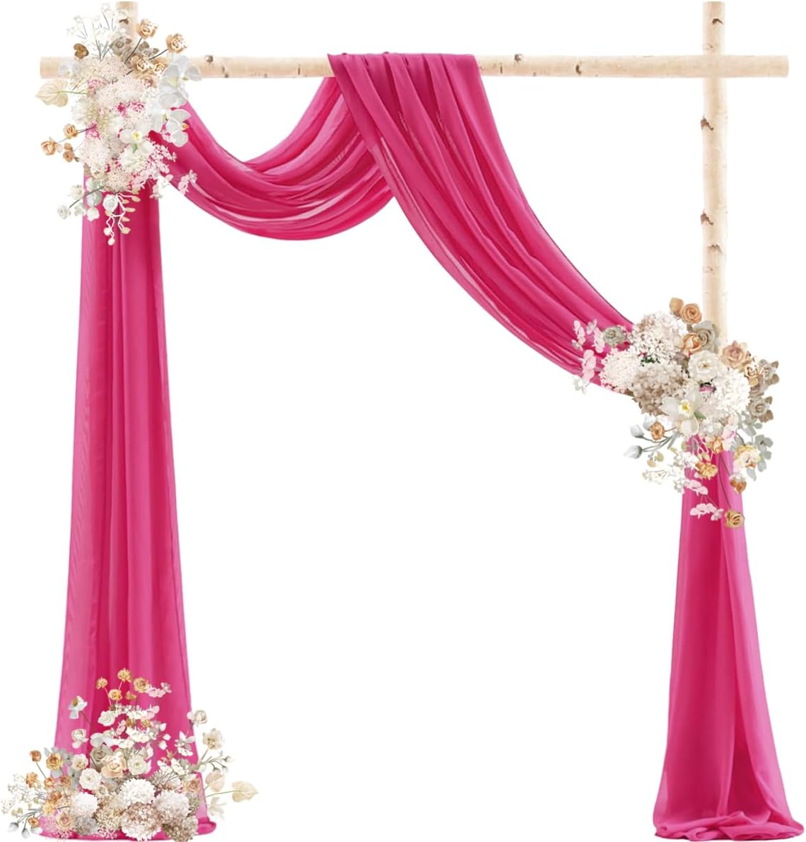 Hot Pink Wedding Arch Draping Fabric 29" x 20 FT Wedding Drapes for Backdrop Sheer Curtains Drapes