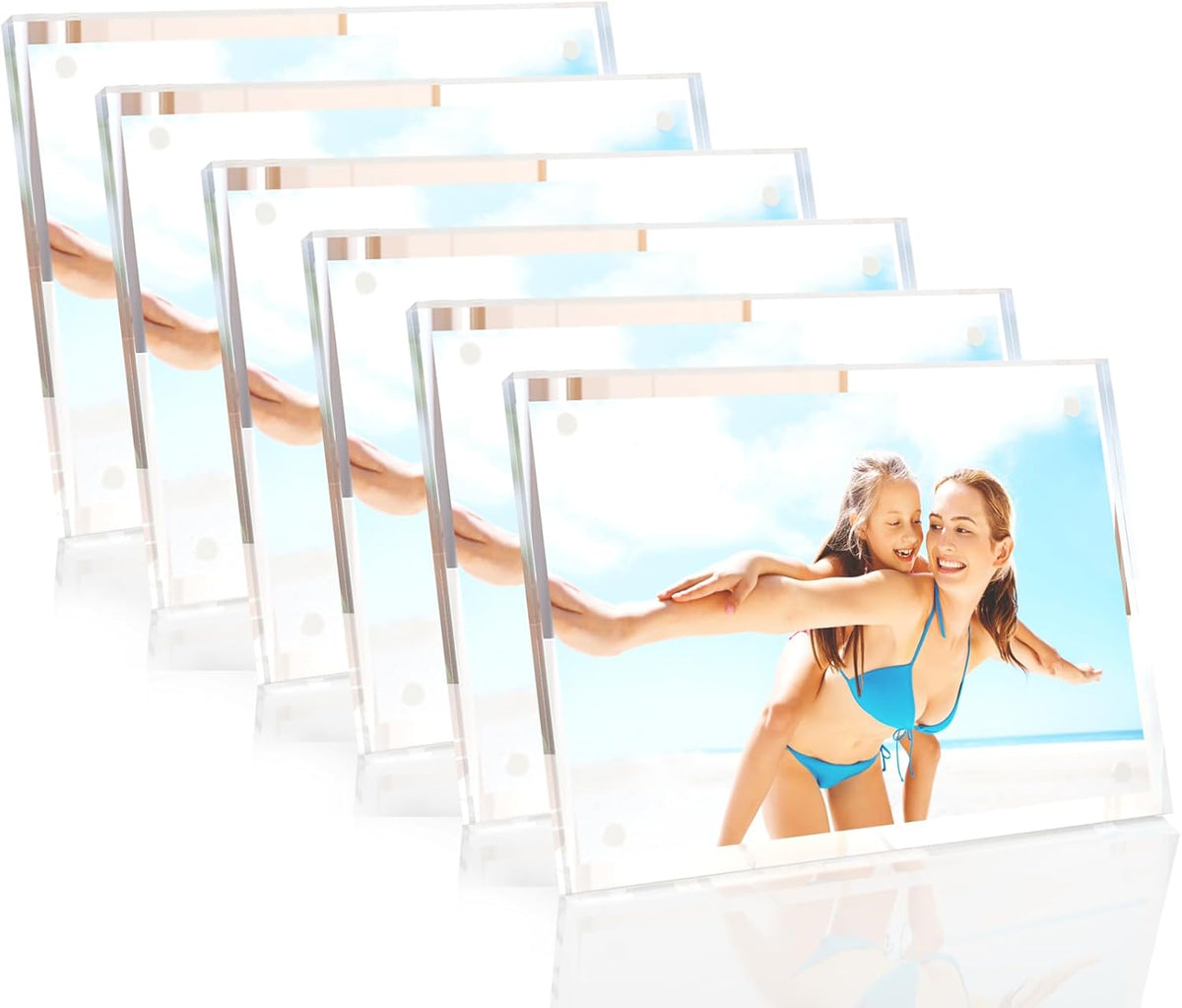 HELPLEX Picture Frames, 6 Pack 4x6 inch Acrylic Picture Frame Clear 4 x 6 Photo Frames Magnetic