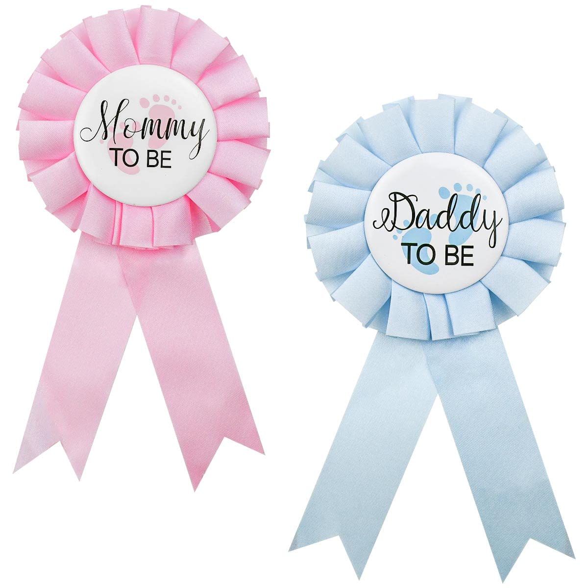 2 Pieces Daddy and Mommy To Be Tinplate Badge Pin, Celebration Gender Reveal Party Favor New Dad