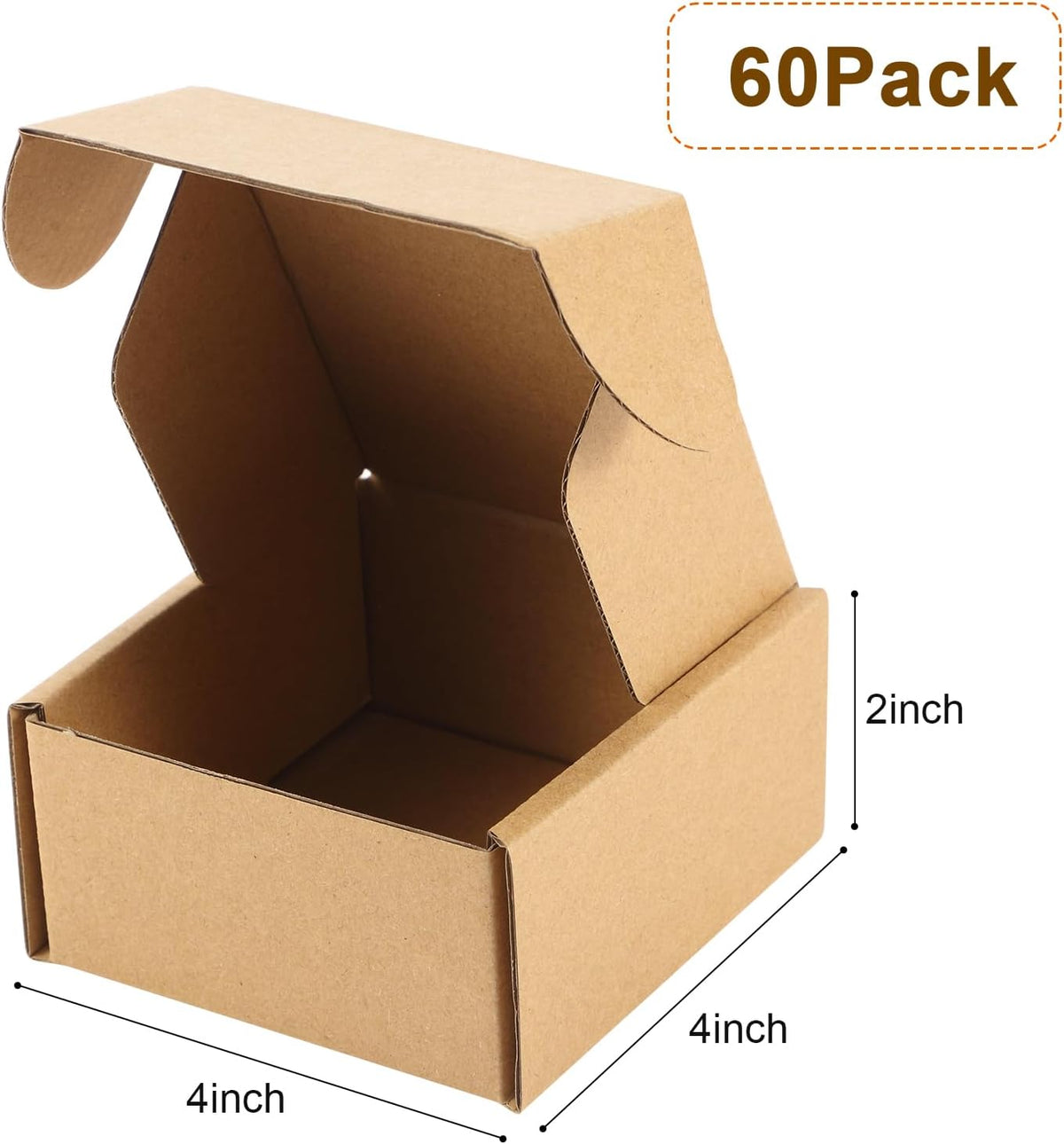 Qilery 60 Pcs Shipping Boxes Cardboard Gift Corrugated Cardboard Brown Boxes Mailer Packaging for