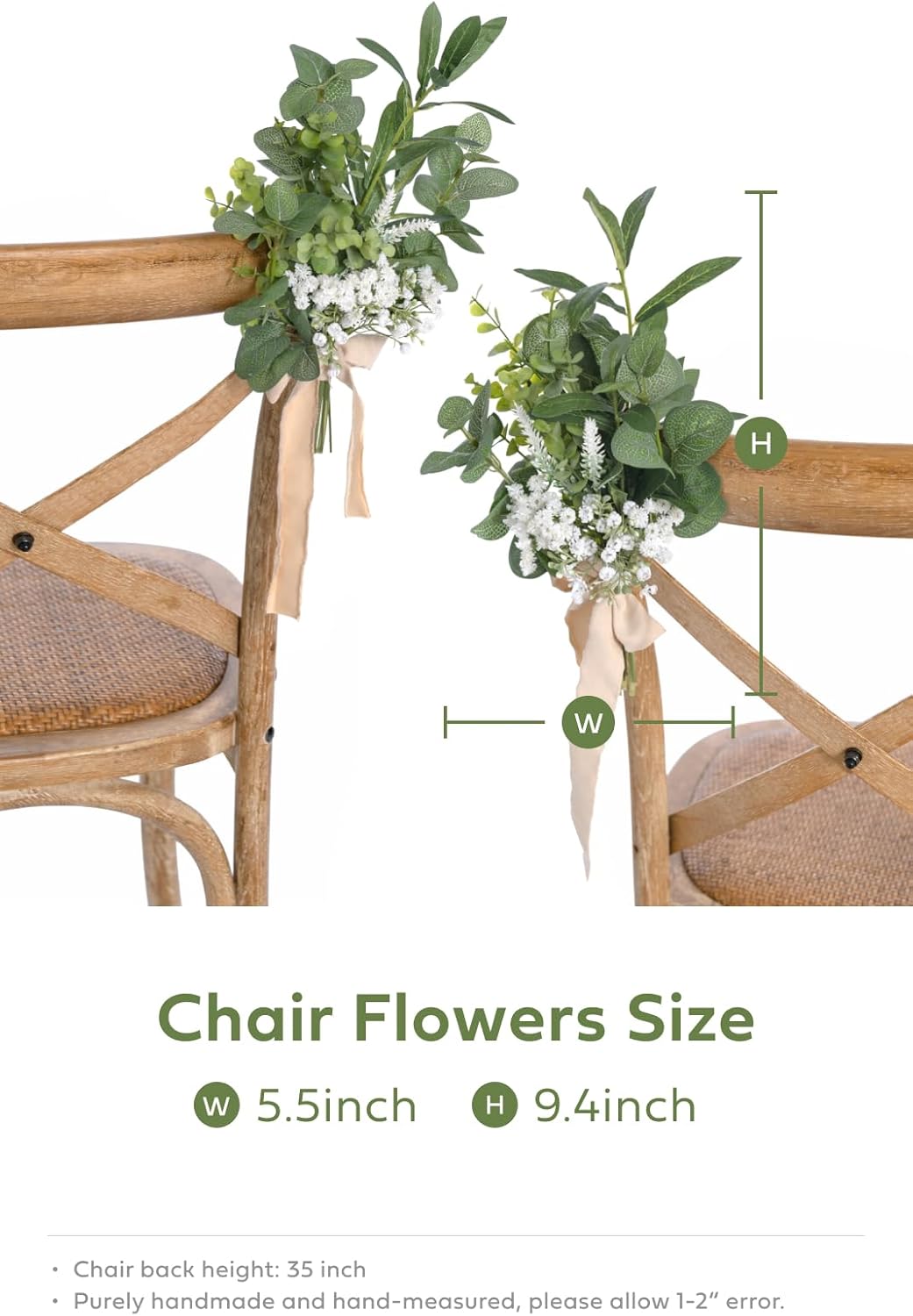 Ling's Moment 8 White Aisle Pew Artificial Flowers Arrangements Babysbreath for Wedding Ceremony