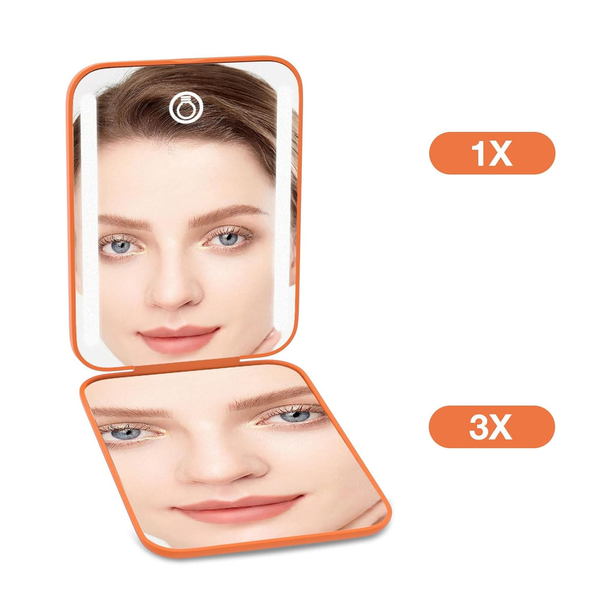 Kintion Rechargeable Pocket Mirror, Double Sided 1X/3X Magnification Compact Vanity Mirror, 3 Color
