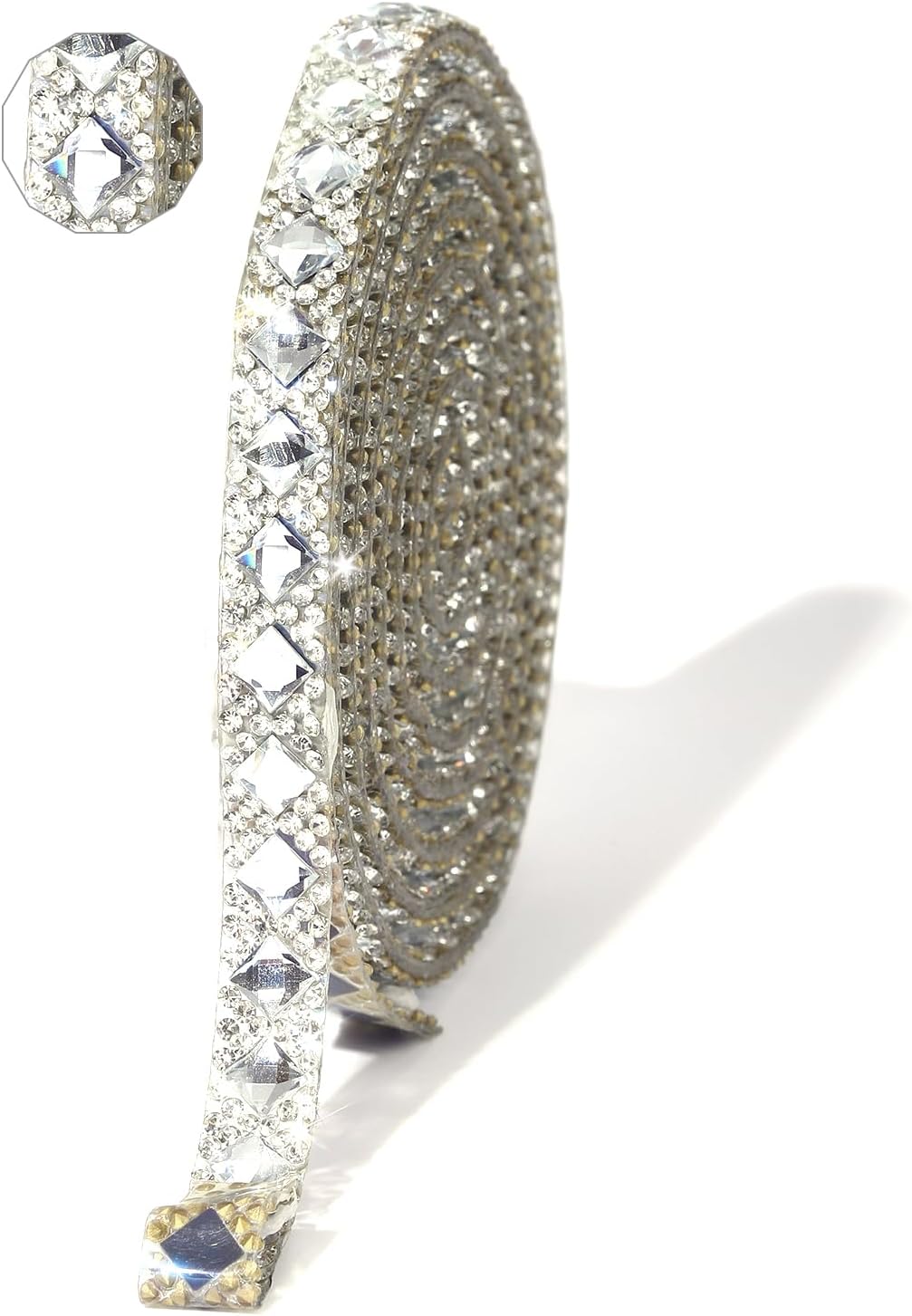 Rhinestone Ribbon 3 Yards Self Adhesive Rhinestone Strips Diamond Ribbon Sticker Crystal Roll