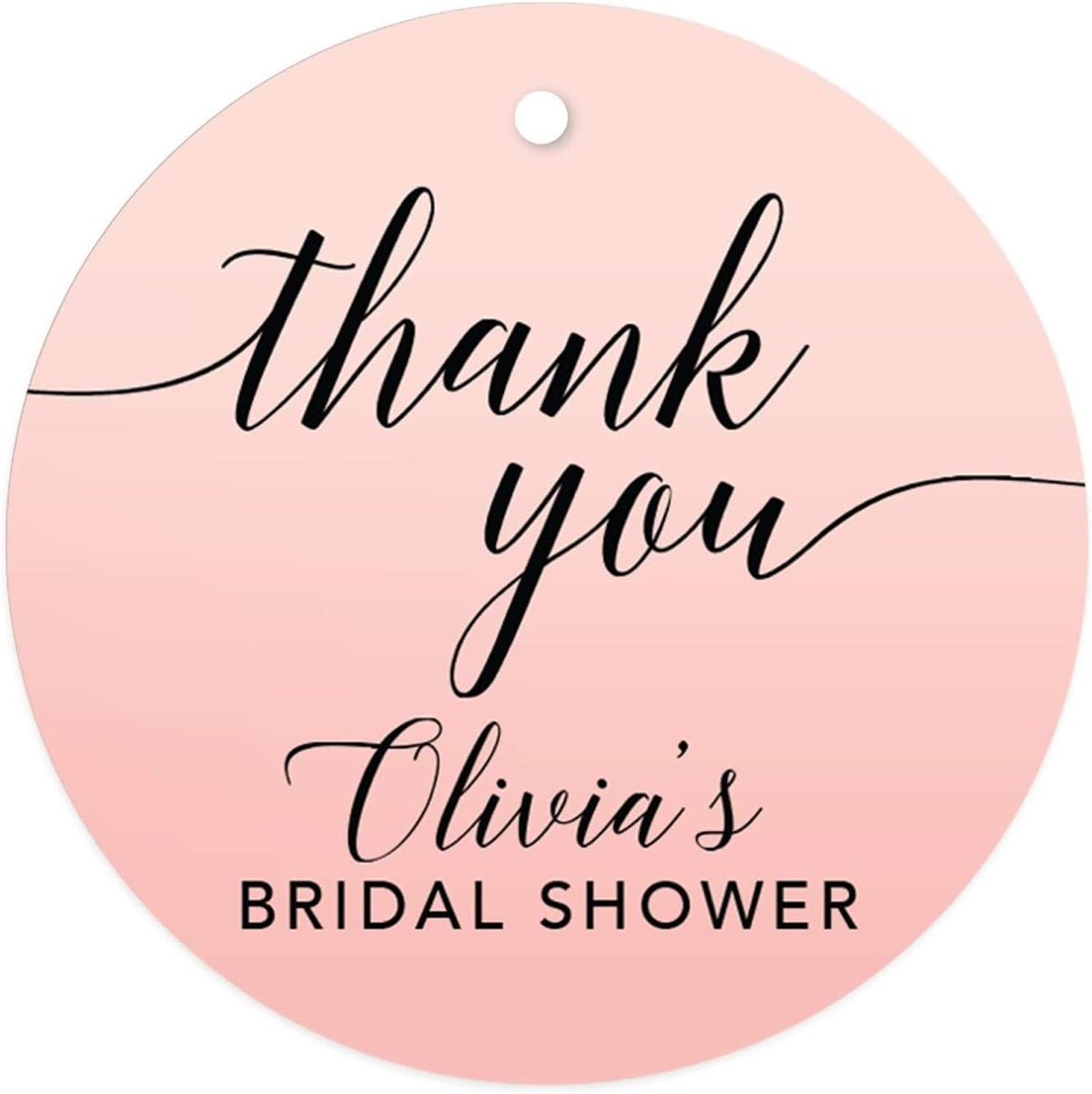 Andaz Press Personalized Blush Pink Rose Elegant Party Collection, Round Circle Tags, Thank You