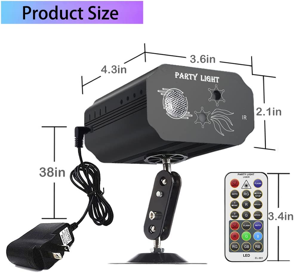 Mini Party Lights Dj Disco Strobe Stage Lights Sound Activated Laser Llights Projector with Remote