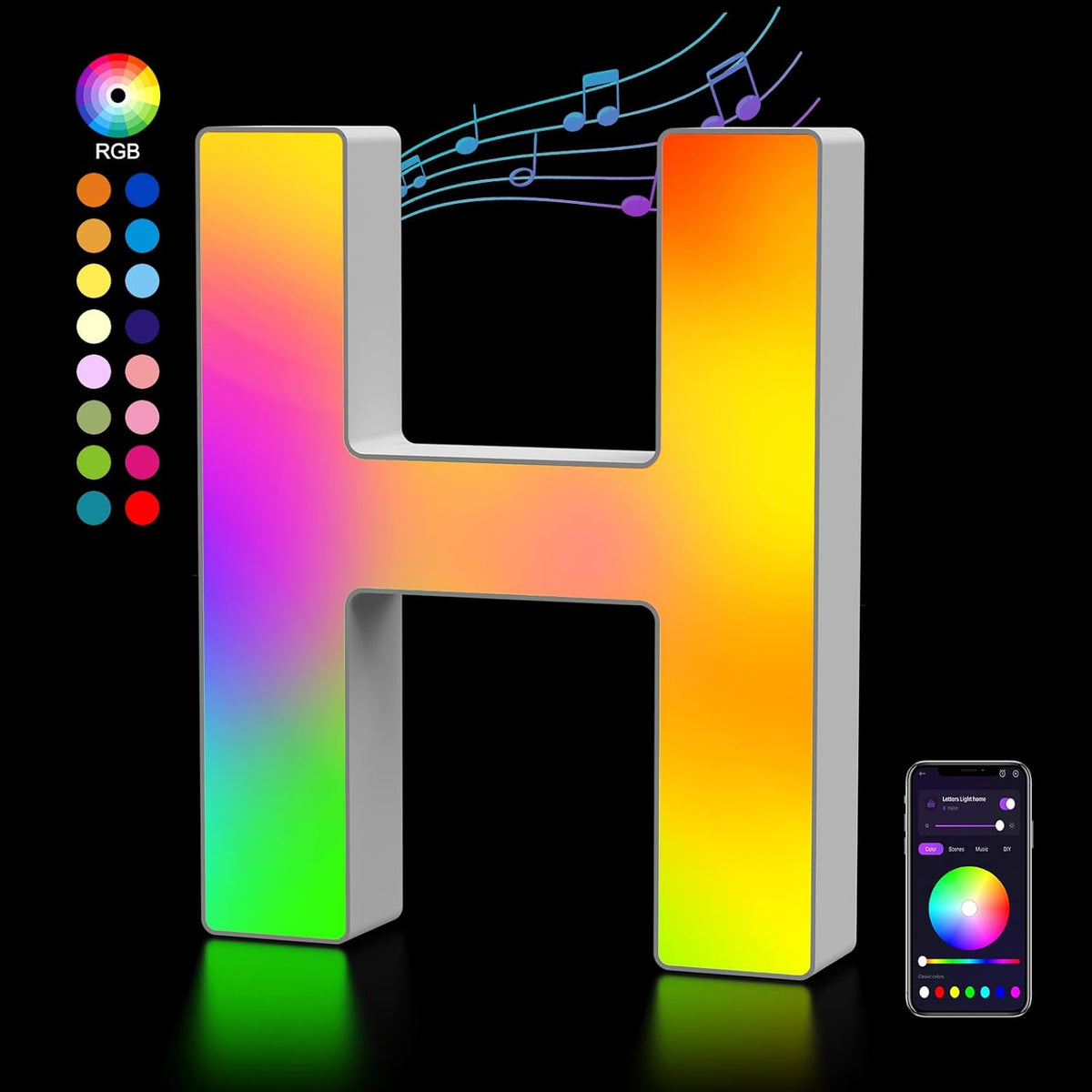OJQ Light Up Letters LED Letter - Marquee Letters Room Decor Alphabet Letter Music Sync Color