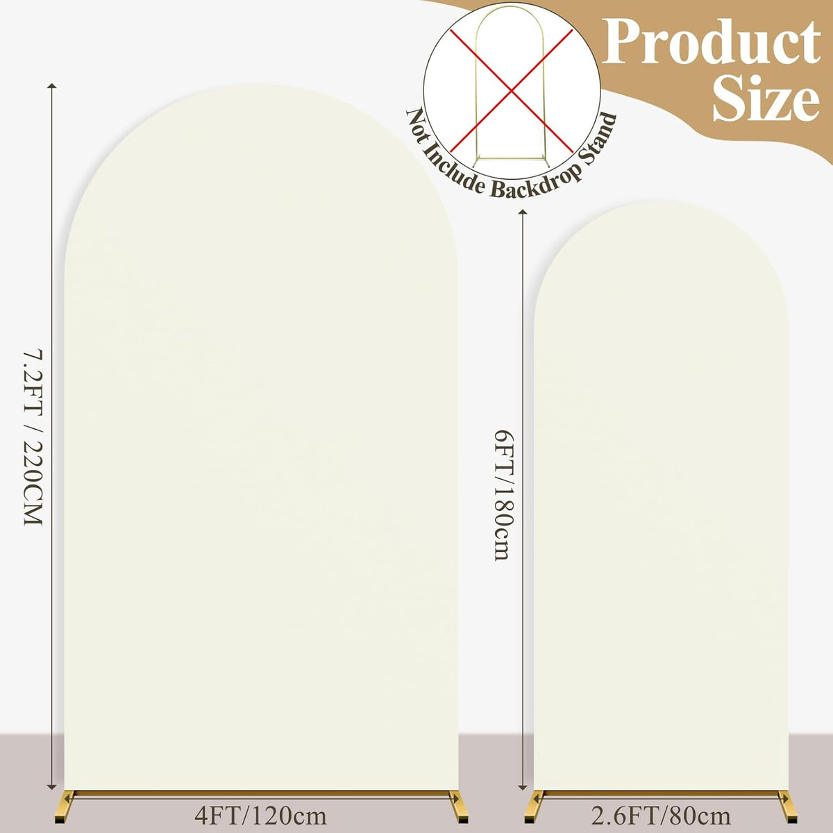 Ledido Wedding Arch Backdrop Cover 6FT 7.2FT Arch Covers 2Set Fitted Stretchy Spandex Round Top