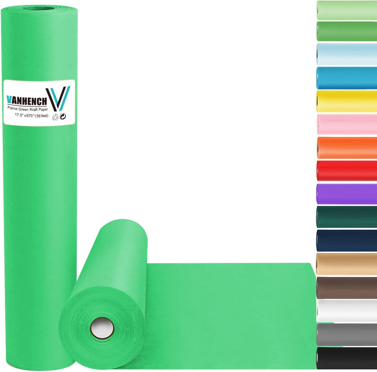Vanhench 17.5"×963" (80 1/4FT) Parrot Green Wrapping Paper Roll for Wedding, Birthday, Fathers Day