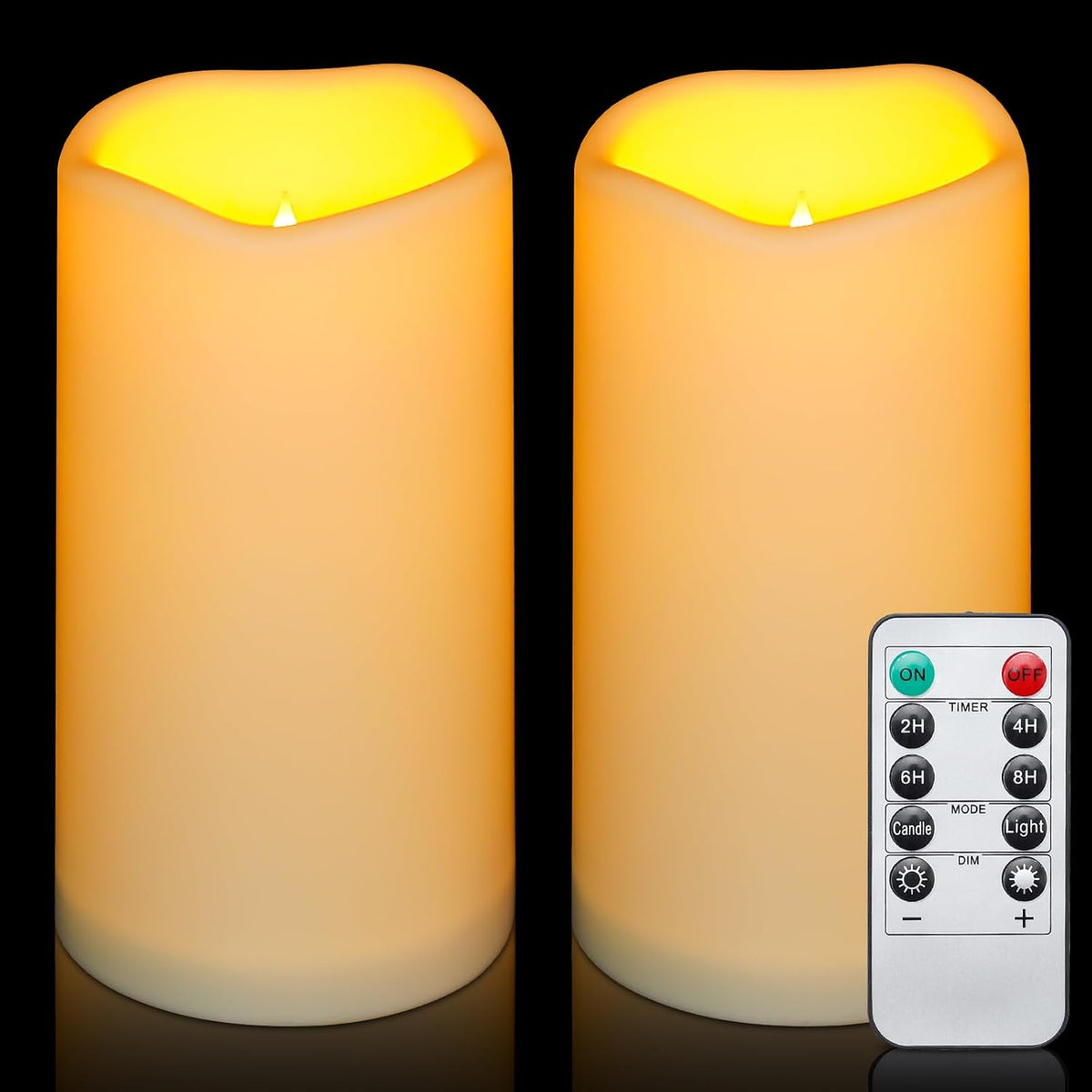 Enido Flameless Candles LED Candles Outdoor Waterproof Candles(D: 3" x H: 6") Battery Operated
